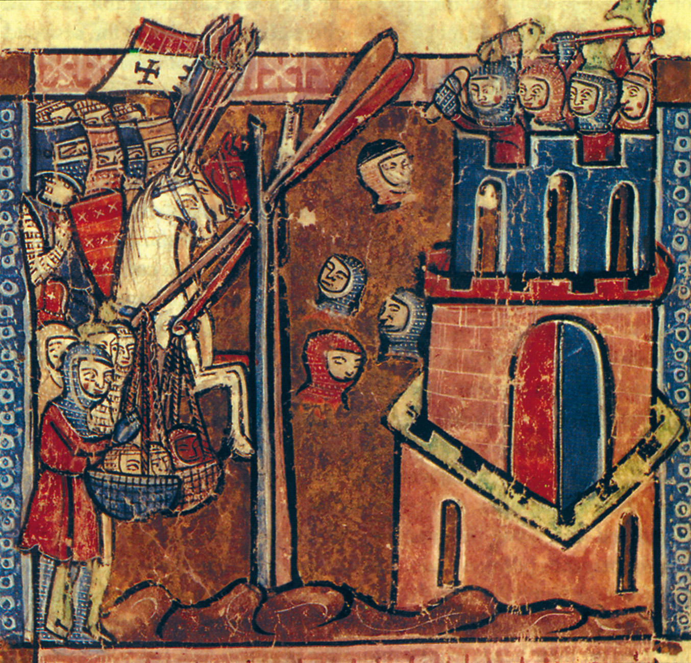 A 13th century painting depicting the Crusaders at Nicaea demonstrates the unique "versatility" of the infamous catapult.