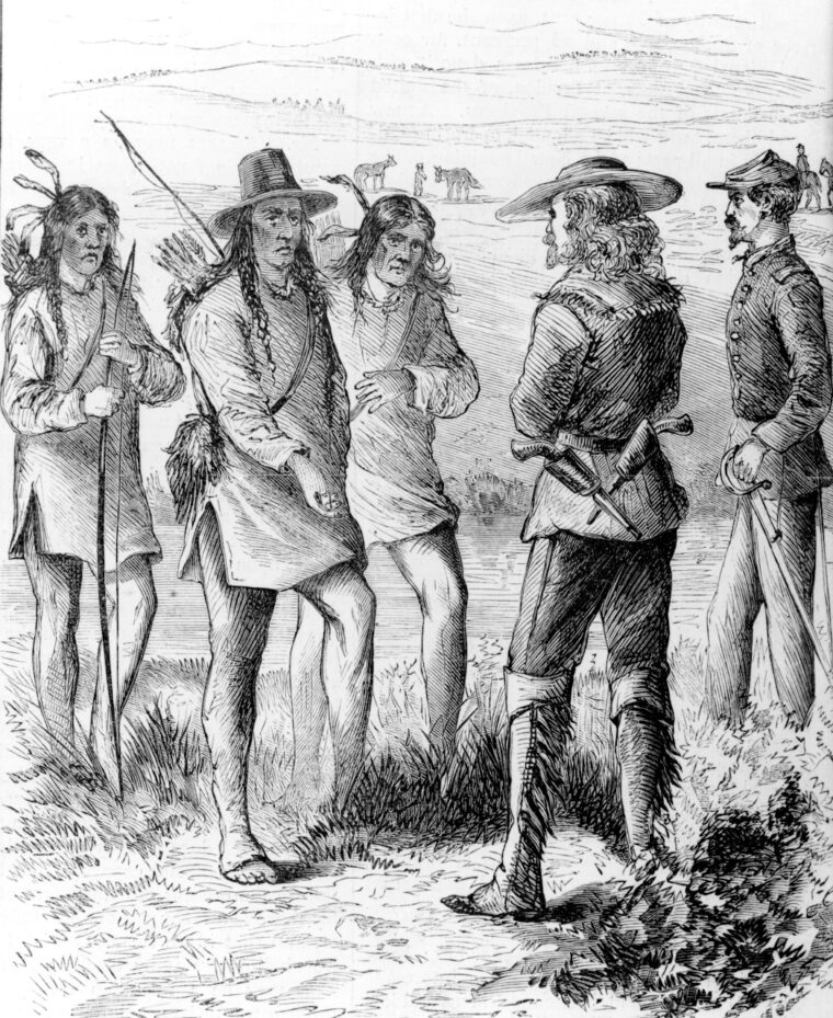 Theodore Davis’ interpretation of a talk between George Custer and Pawnee Killer after the Indian village was burned.