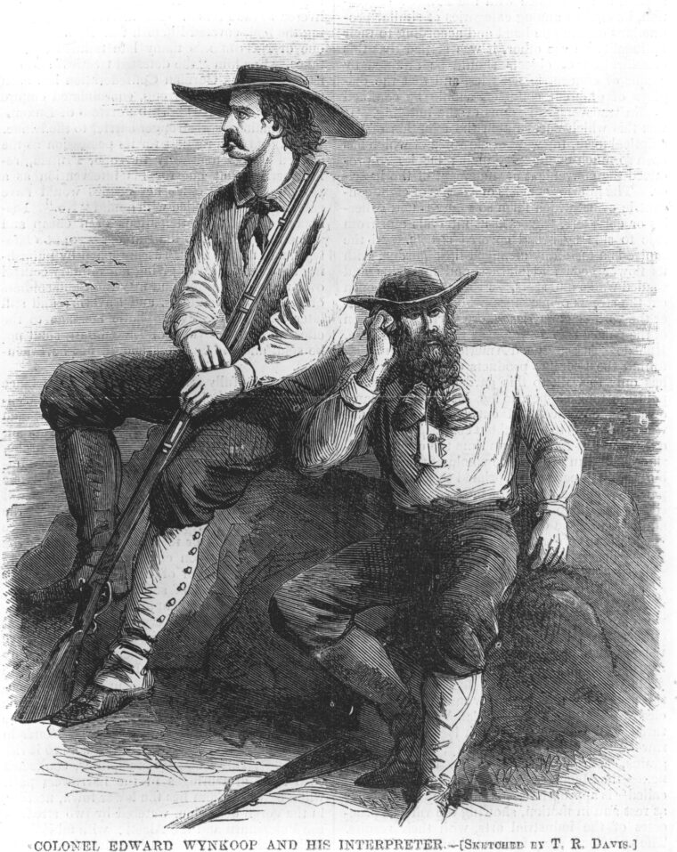 Ned Wynkoop (left) and an interpreter (right), likely Edmund Guerrier.