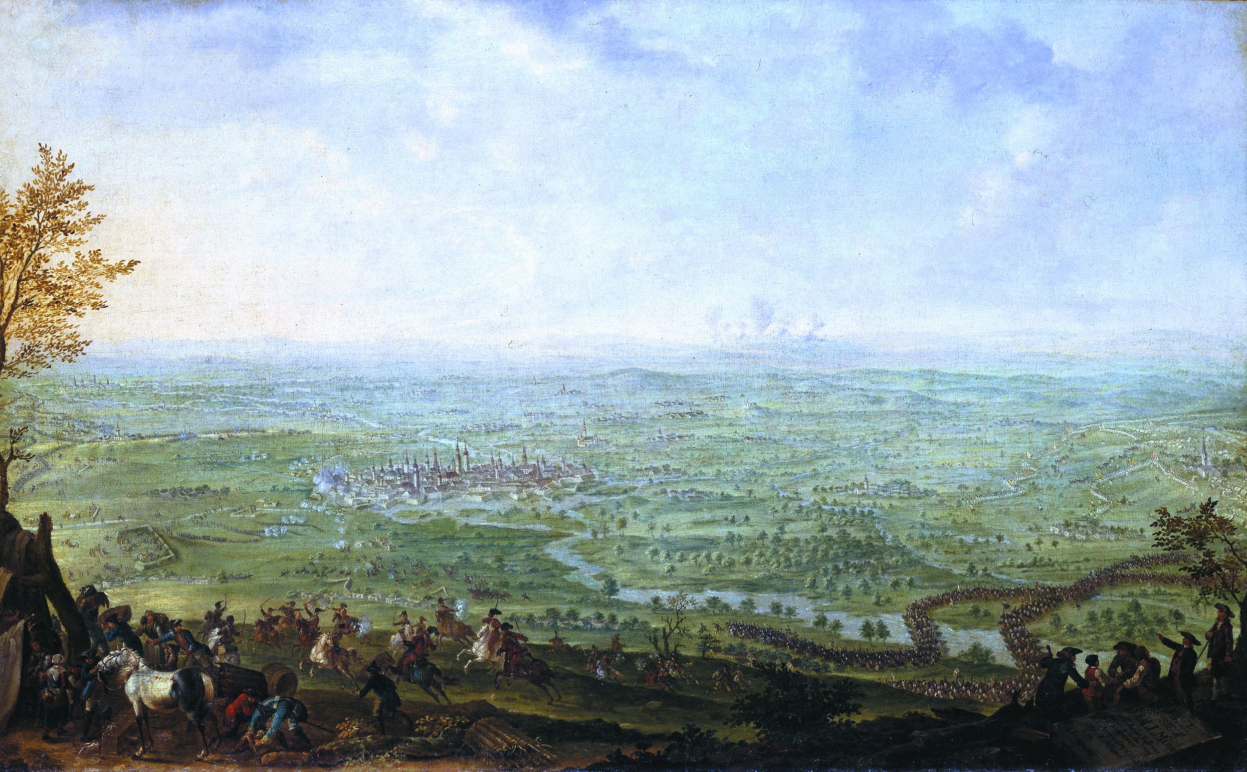 Prussian hussars skirmish with Austrian cuirassiers during the siege of Olmutz. Frederick abandoned the siege on July 2, 1758, and marched north to attack the Russians.