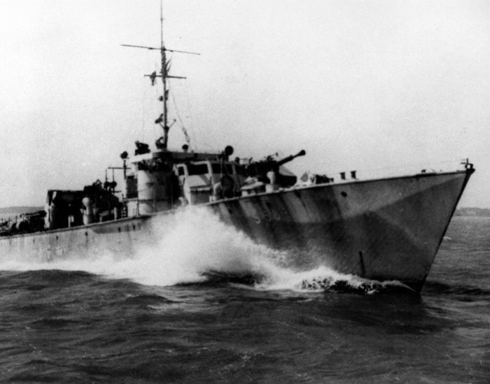 British gunboats such as No. 503 pictured here, participated in the final leg of the evasion and rescue network’s effort to return downed Allied airmen to safety.