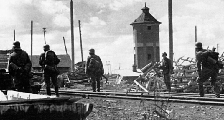 SS Polizei troops of the 4th division during operations on the Leningrad Front.  