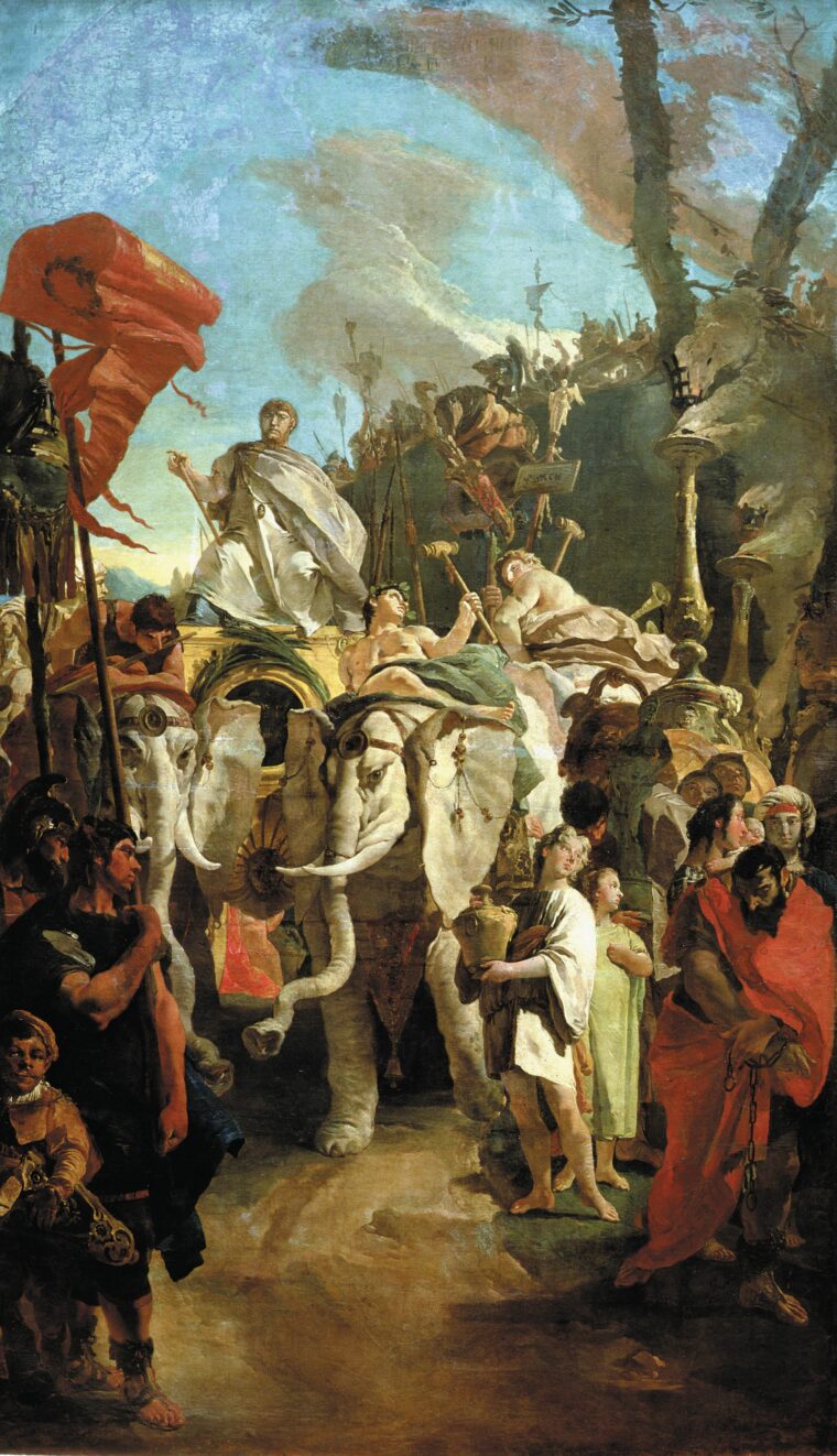 A triumphant Manius Curius Dentatus returns from Beneventum after defeating the Greek forces of Pyrrhus at the Battle of Beneventum in 275 bc.
