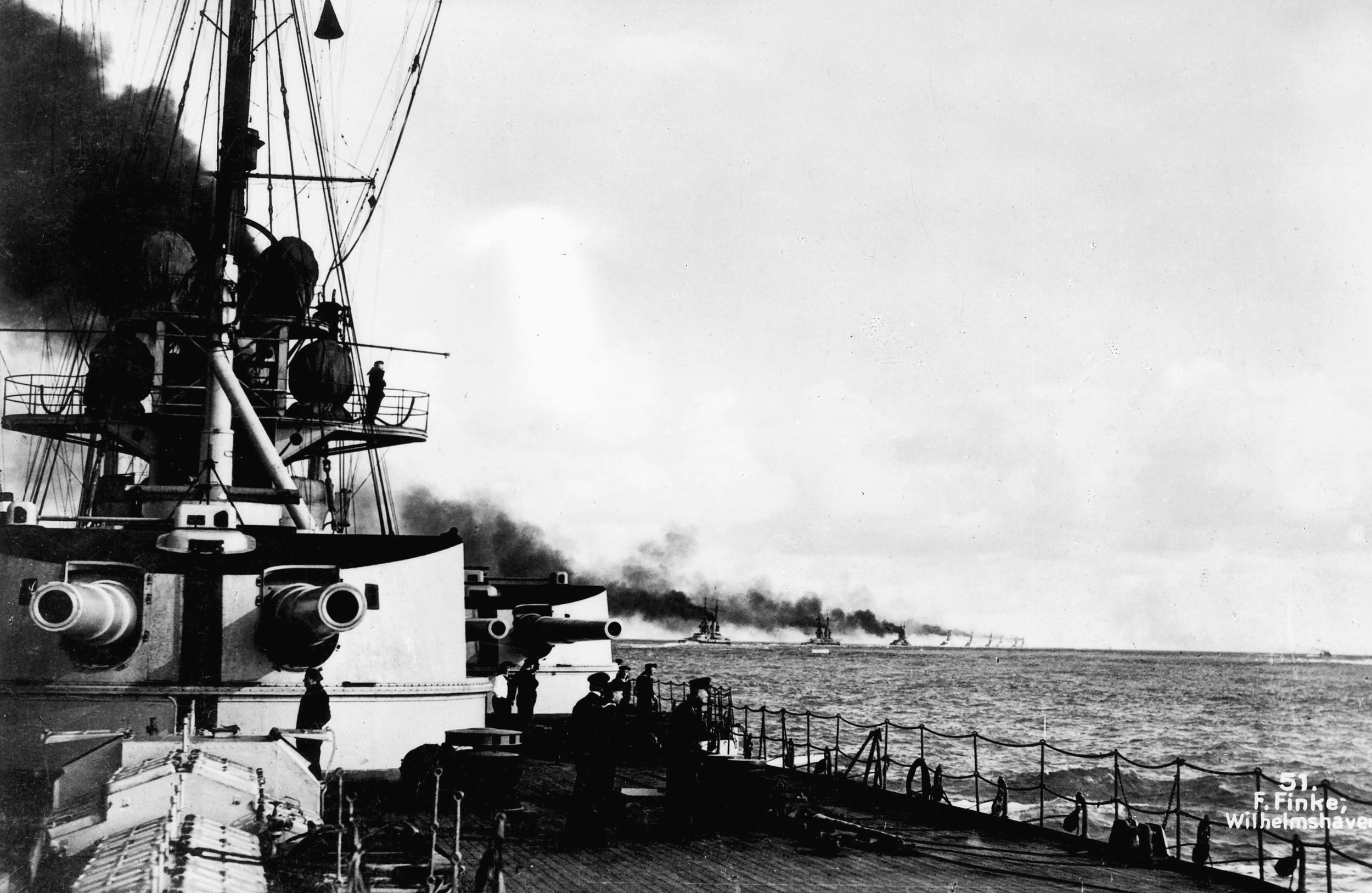 The German High Seas Fleet, commanded by Admiral Reinhard Scheer, waits in anticipation of the battle. 
