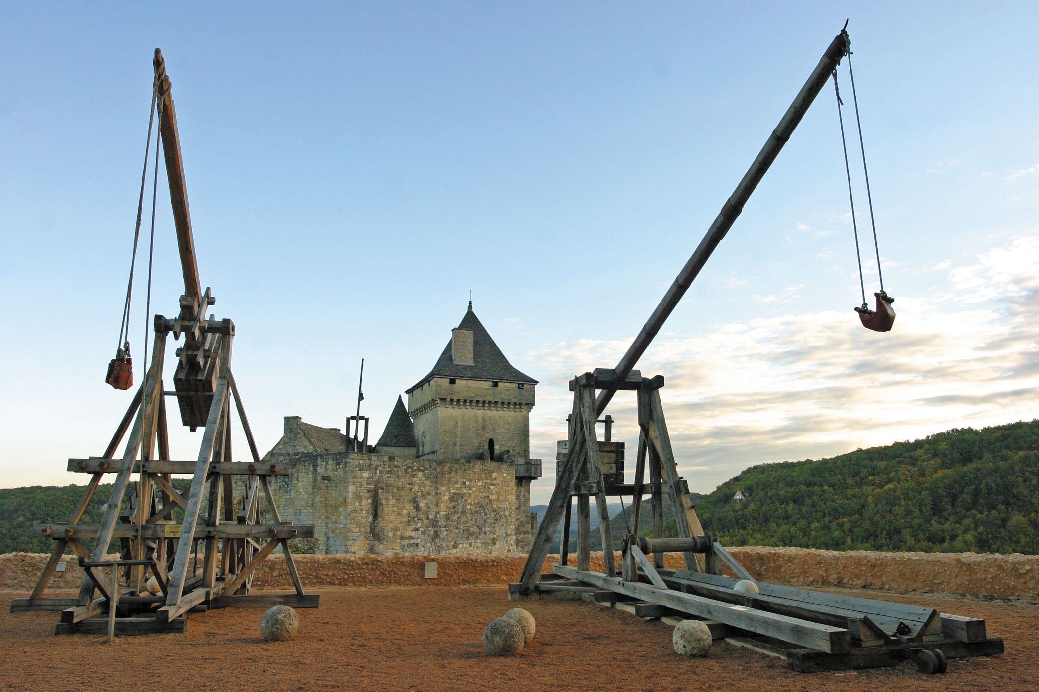 Working models of primitive iron bombards greet visitors to the castle museum.