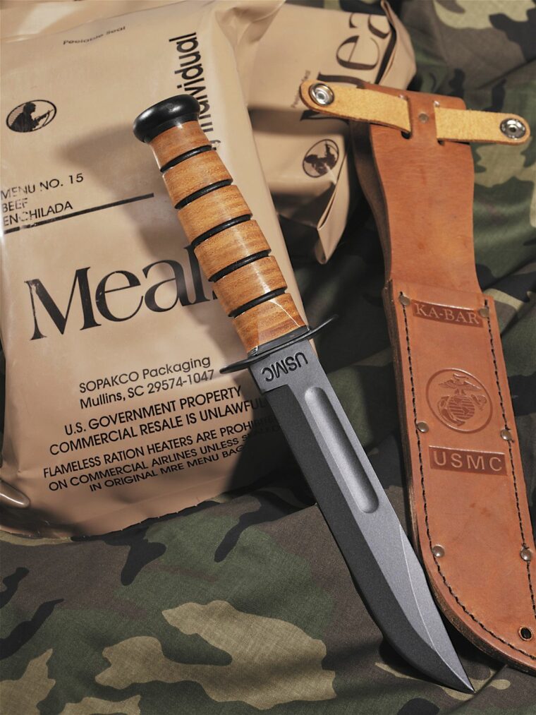 The U.S. Marine Corps version of the Ka-Bar, originally introduced on December 9, 1942, remains popular among both military personnel and civilians.