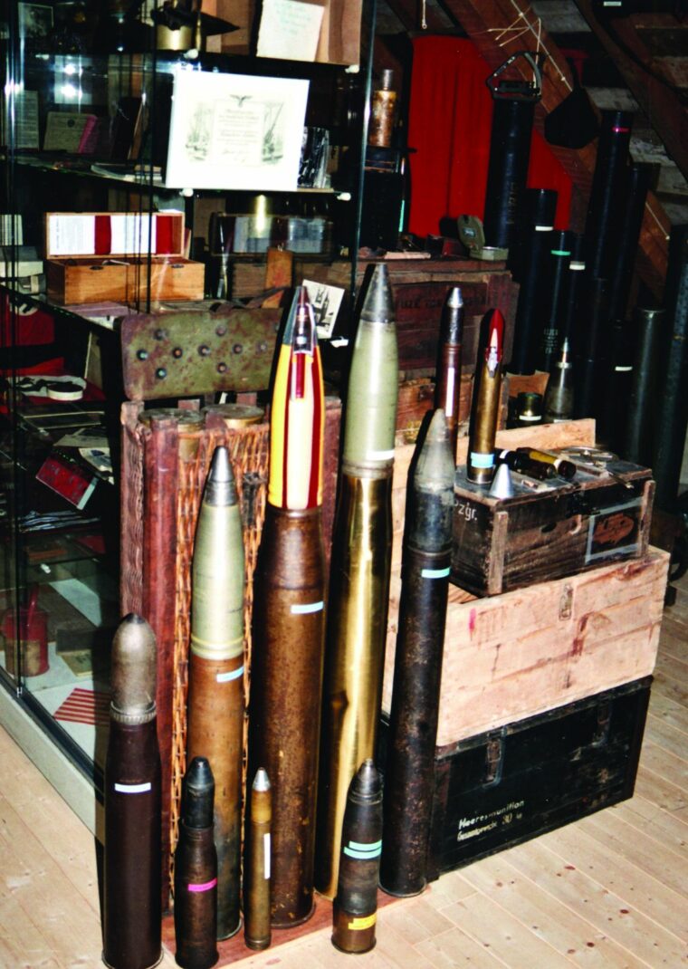 The Hoffmanns’ impressive display of light artillery shells.