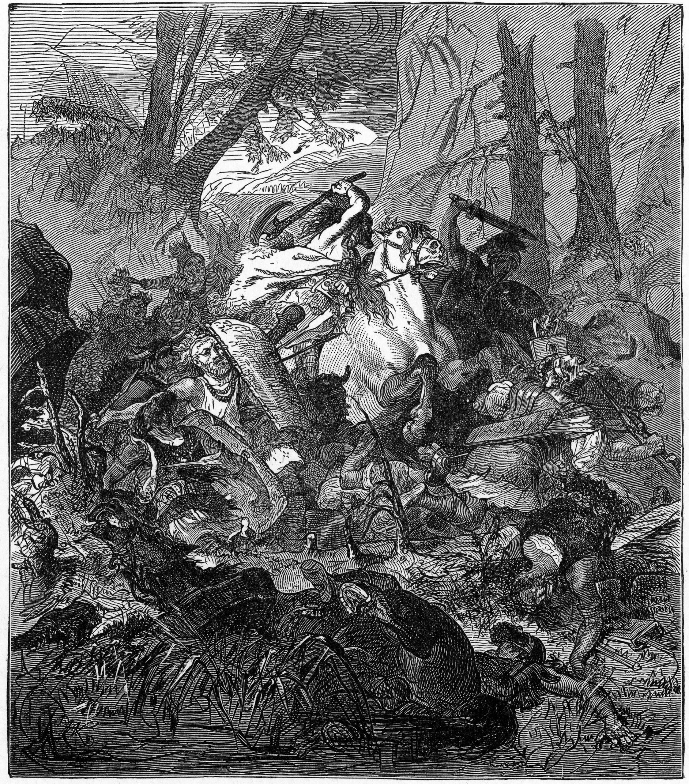 The Roman army led by Varsus met an ignominious fate at the hands of Arminius’s Goths in the Teutoburger Forest in ad 9.