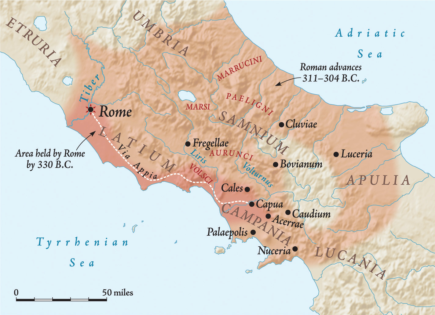 Roman victories in Latium allowed them to launch devastating raids into the Samnium heartland, capturing Bovianum and enforcing a peace settlement in 304 bc.