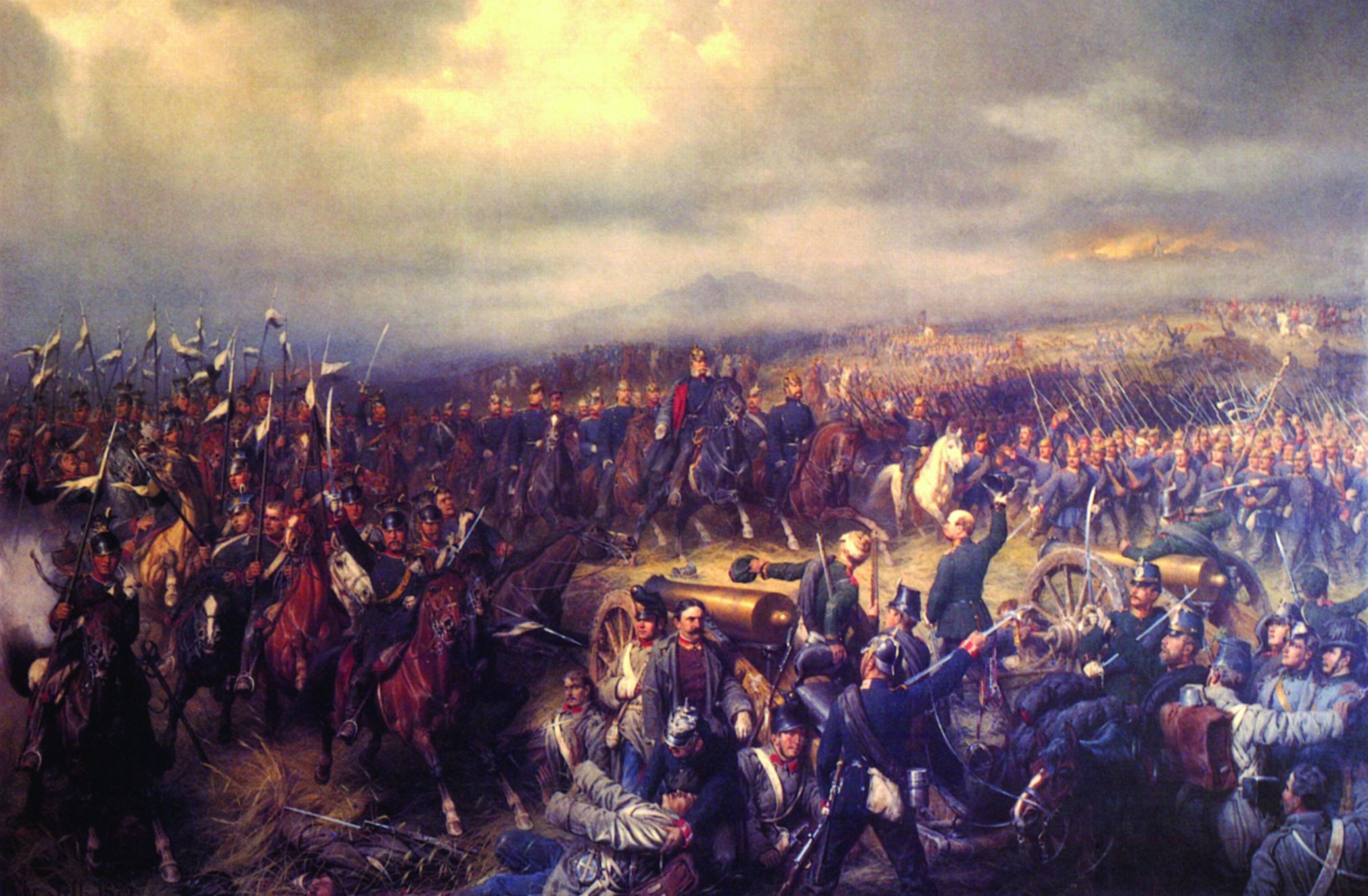 At the Battle of Sadowa, on July 3, 1866, the better organized Prussians decisively defeated the Austrian Army and won the Seven Weeks’ War. 