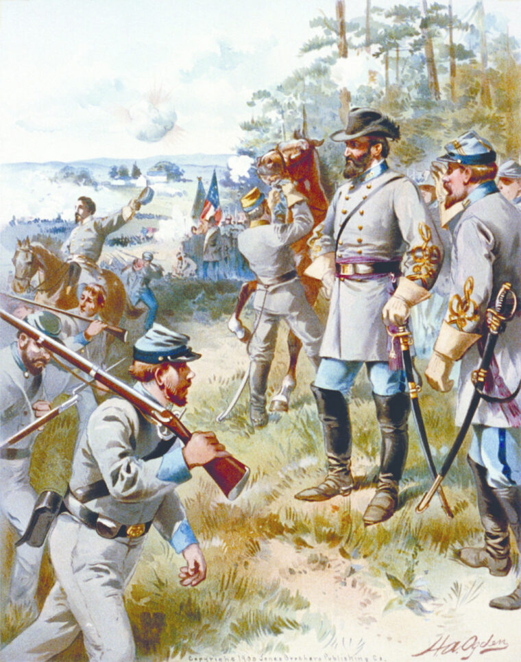 Brigadier General Thomas Jonathan Jackson at the Battle of First Manassas, July 21, 1861, where he won his famous nickname, “Stonewall.”