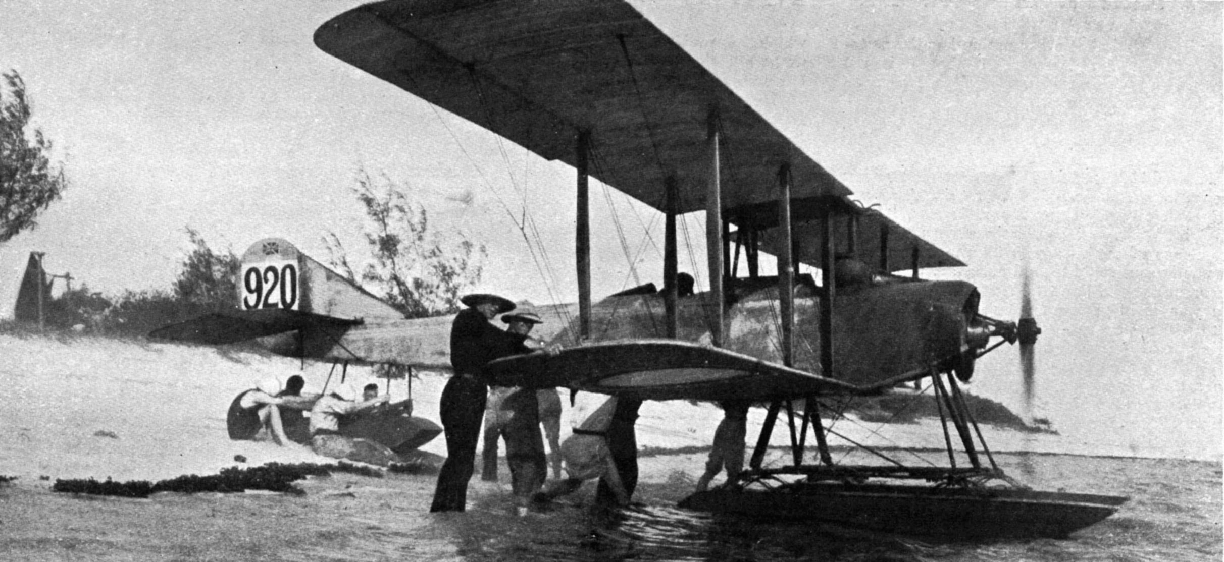 A Sopwith Camel seaplane prepares to search for the German warship.