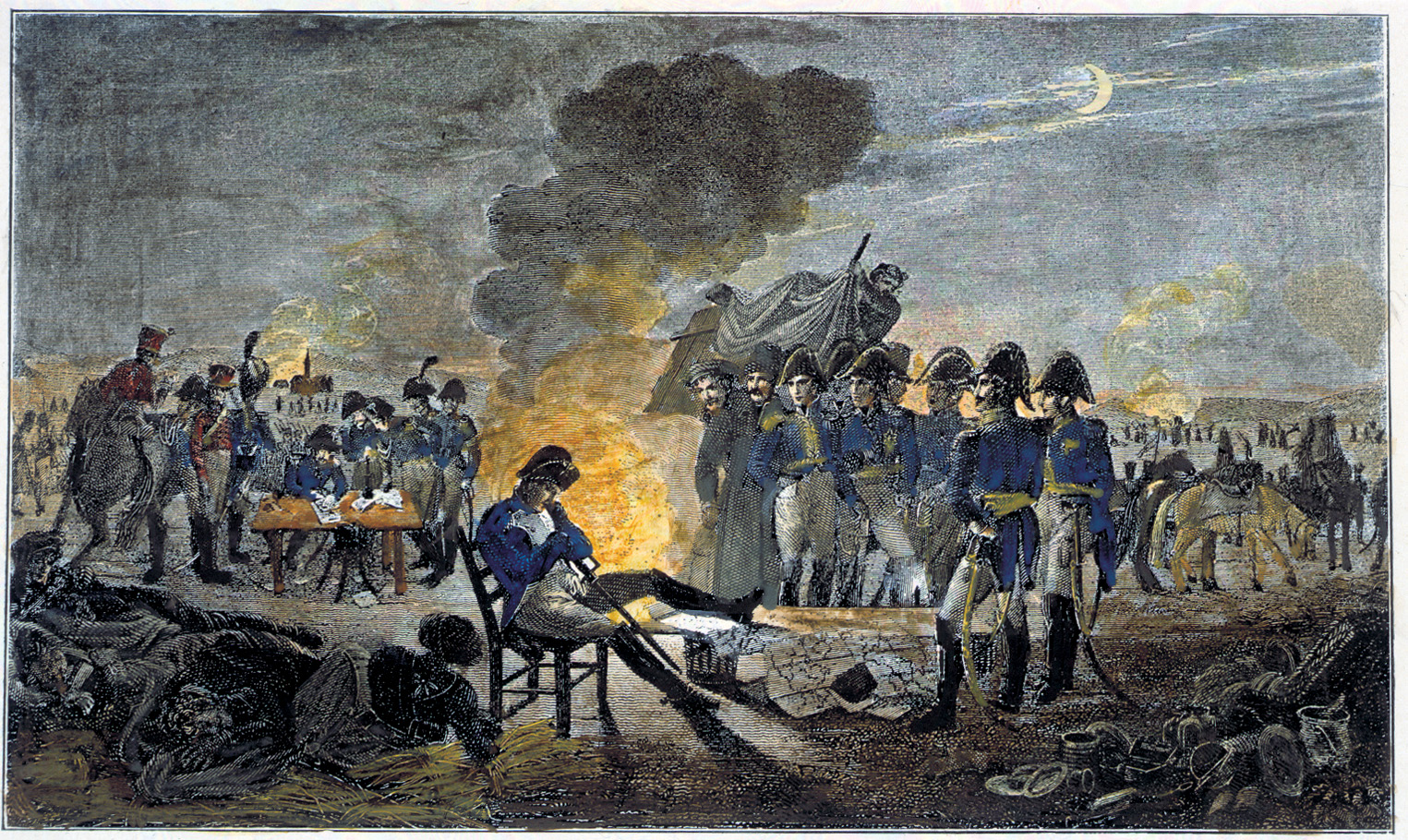 Napoleon at his camp at Austerlitz on the night before the battle, as rendered in 1880.