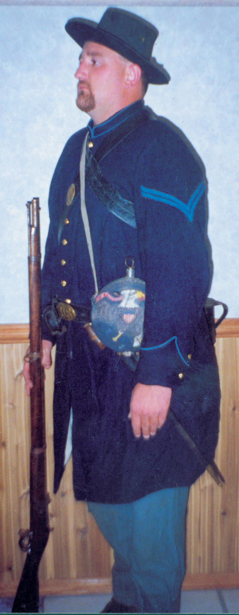 Reenactor David Sullivan models a St. Louis Arsenal-type uniform.