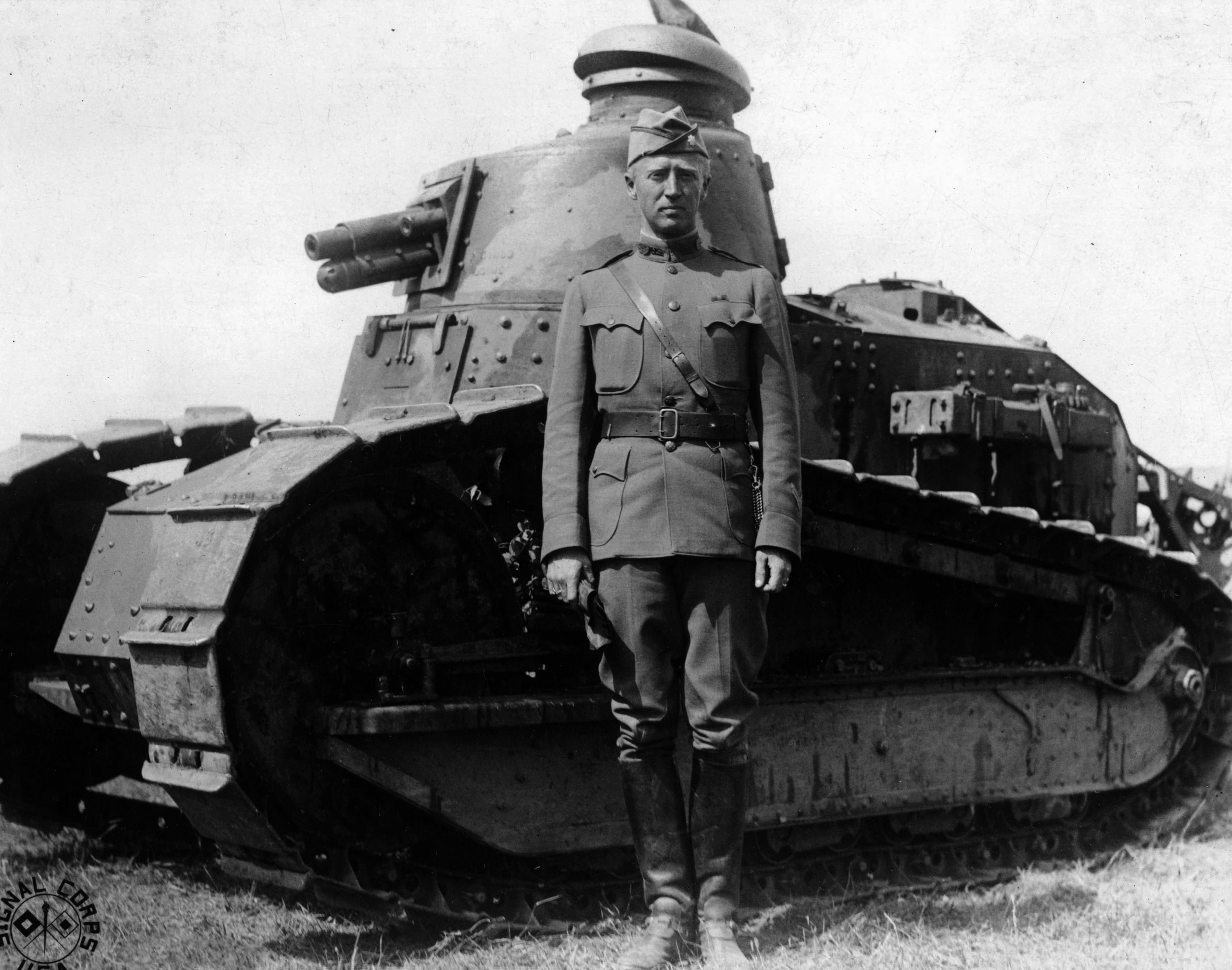 George S. Patton at the Tank Corps School near Langres, July 15, 1918. 