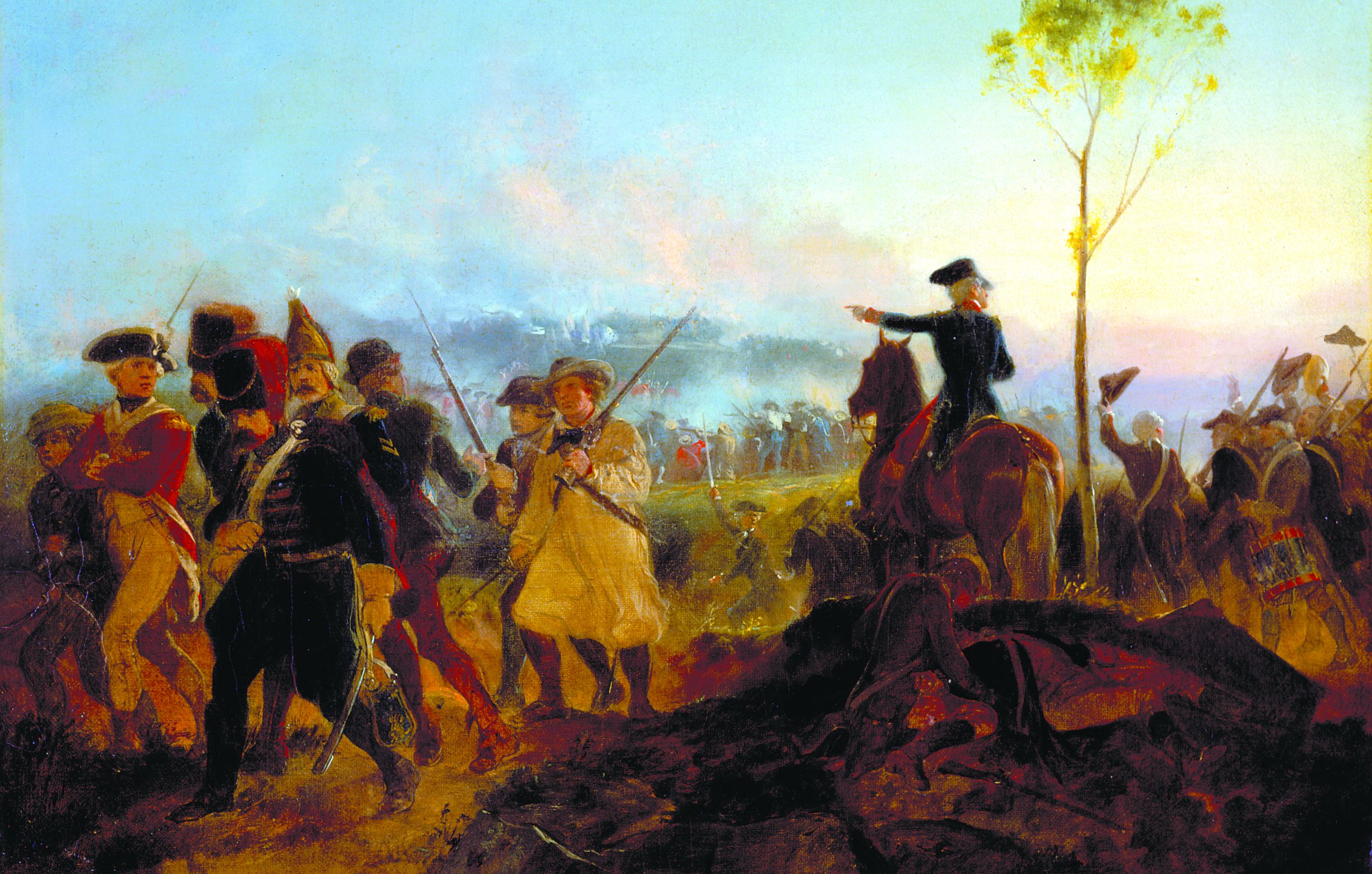 Brigadier General John Stark directs victorious American forces at the Battle of Bennington in August 1777.