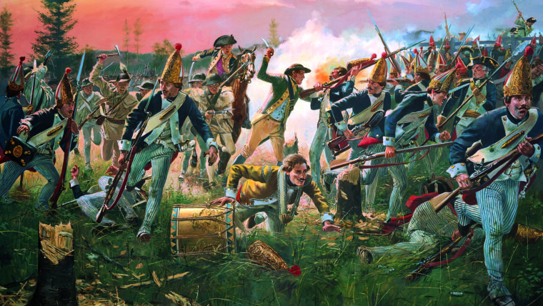 Under General Benedict Arnold, Patriot forces drive off Hessian mercenaries at Breyman’s Redoubt during the Battle of Saratoga.