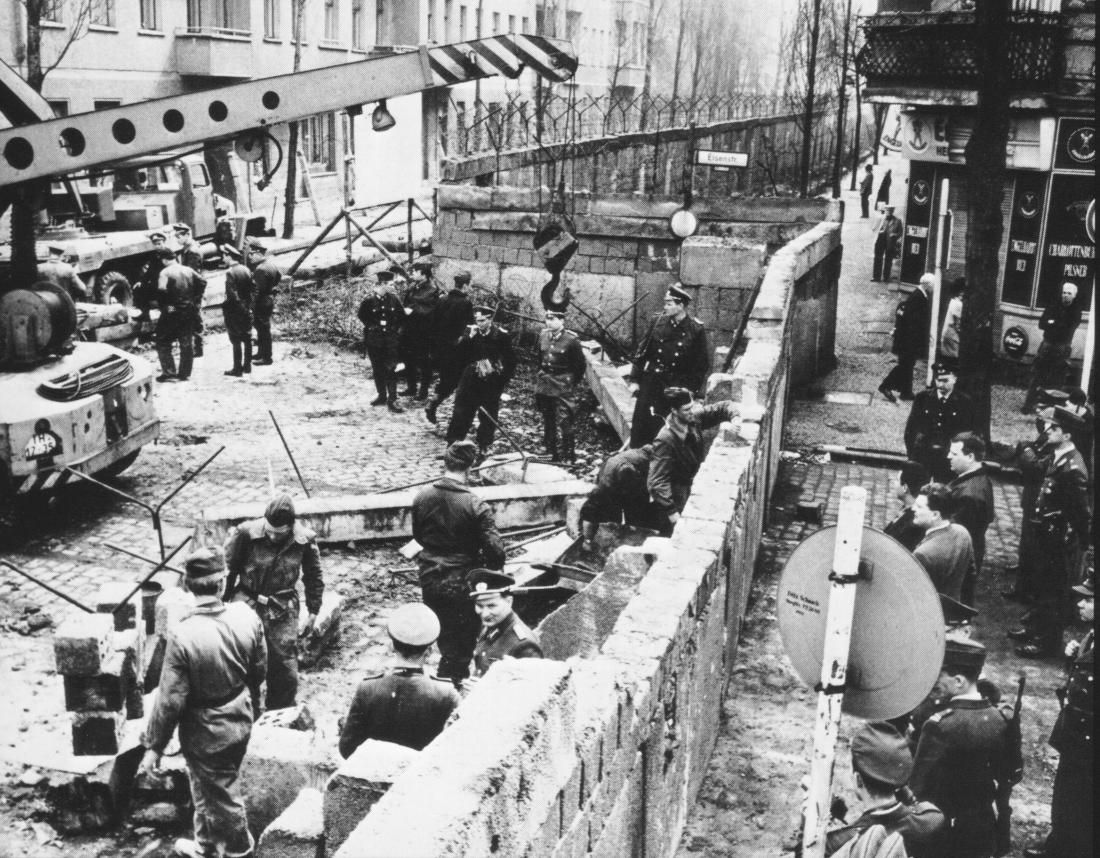 The Berlin Wall under construction in 1948.