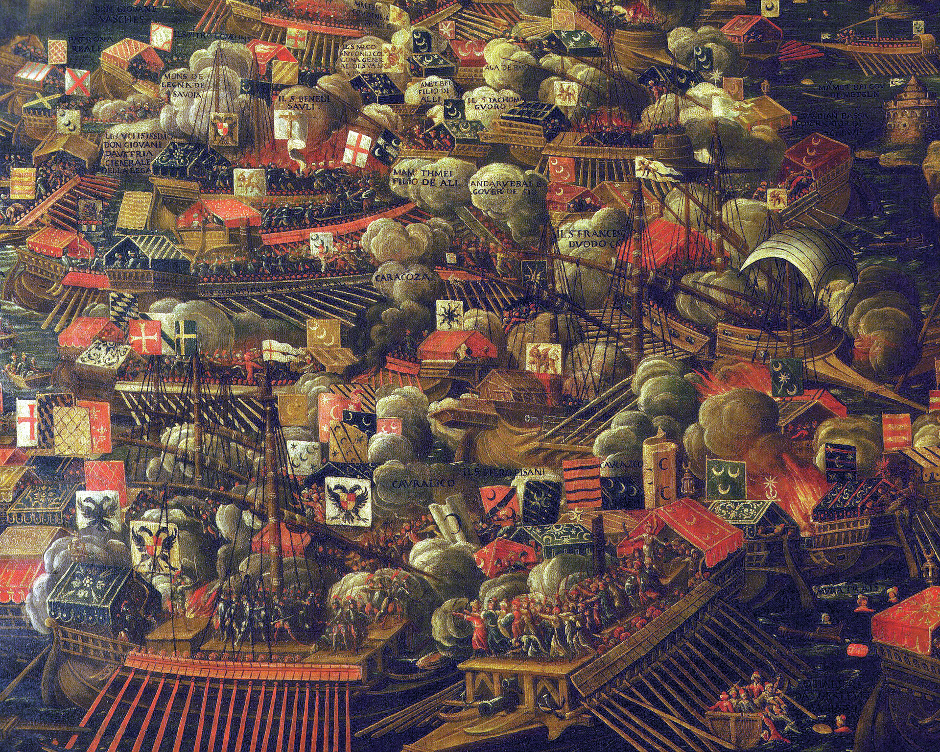 A 16th-century Venetian depiction of the battle.