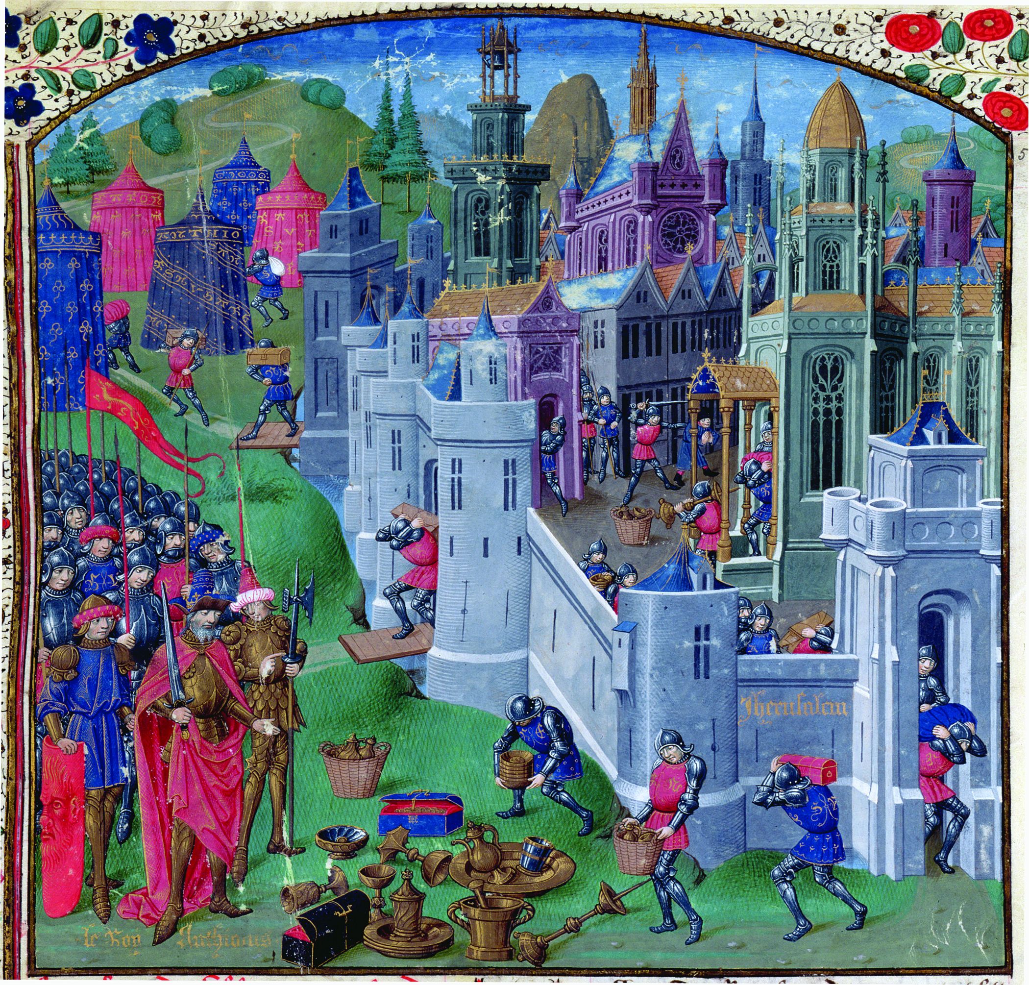 Syrian troops under King Antiochus IV plunder Jerusalem in this 15th-century illustration.