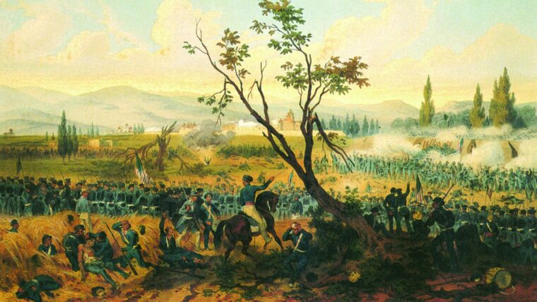 Battle of Cerro Gordo by an unknown artist. New Orleans Picayune publisher George Kendall accompanied American troops during the fighting in Mexico.