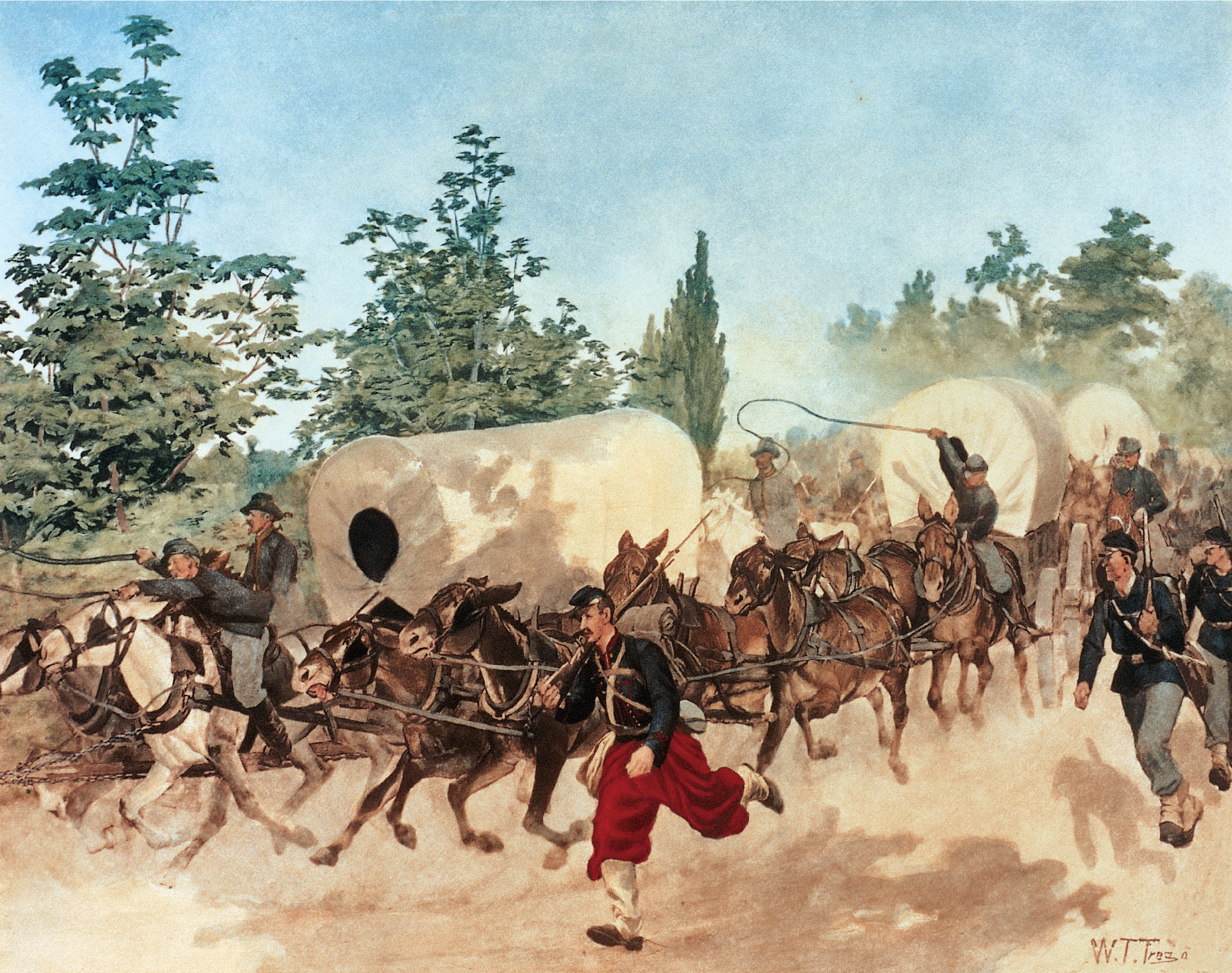 Federal soldiers make a hasty retreat back to Washington after the First Battle of Bull Run. W.H. Russell’s accurate account of the Union panic made him persona non grata to Union commanders.