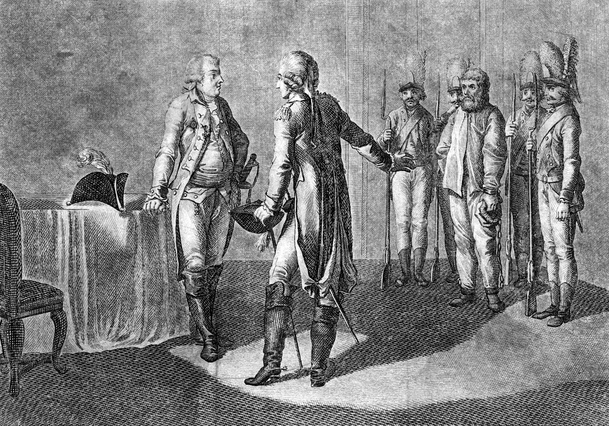 Pugachev, a Cossack soldier, proclaims himself Peter III and leads a rebellion against Catherine II, but is defeated, taken to Moscow in an iron cage, and then executed Date: 1775