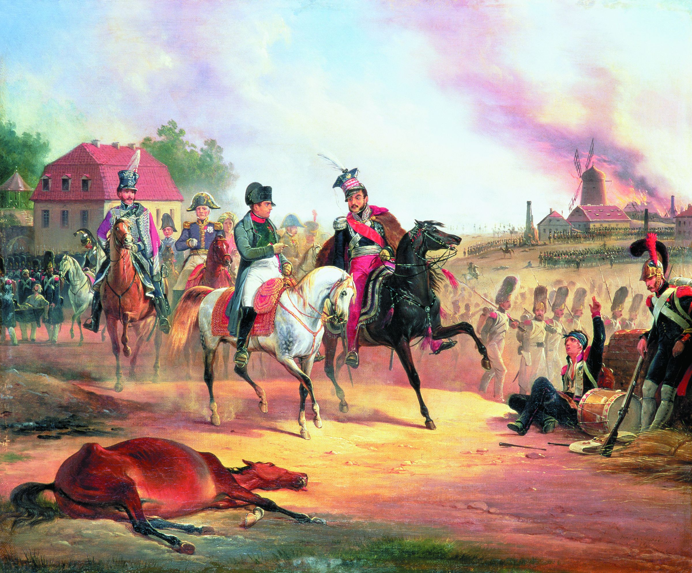 Napoleon Bonaparte with Polish Prince Joseph Poniatowski at the Battle of Leipzig. Poniatowski was killed later that day.