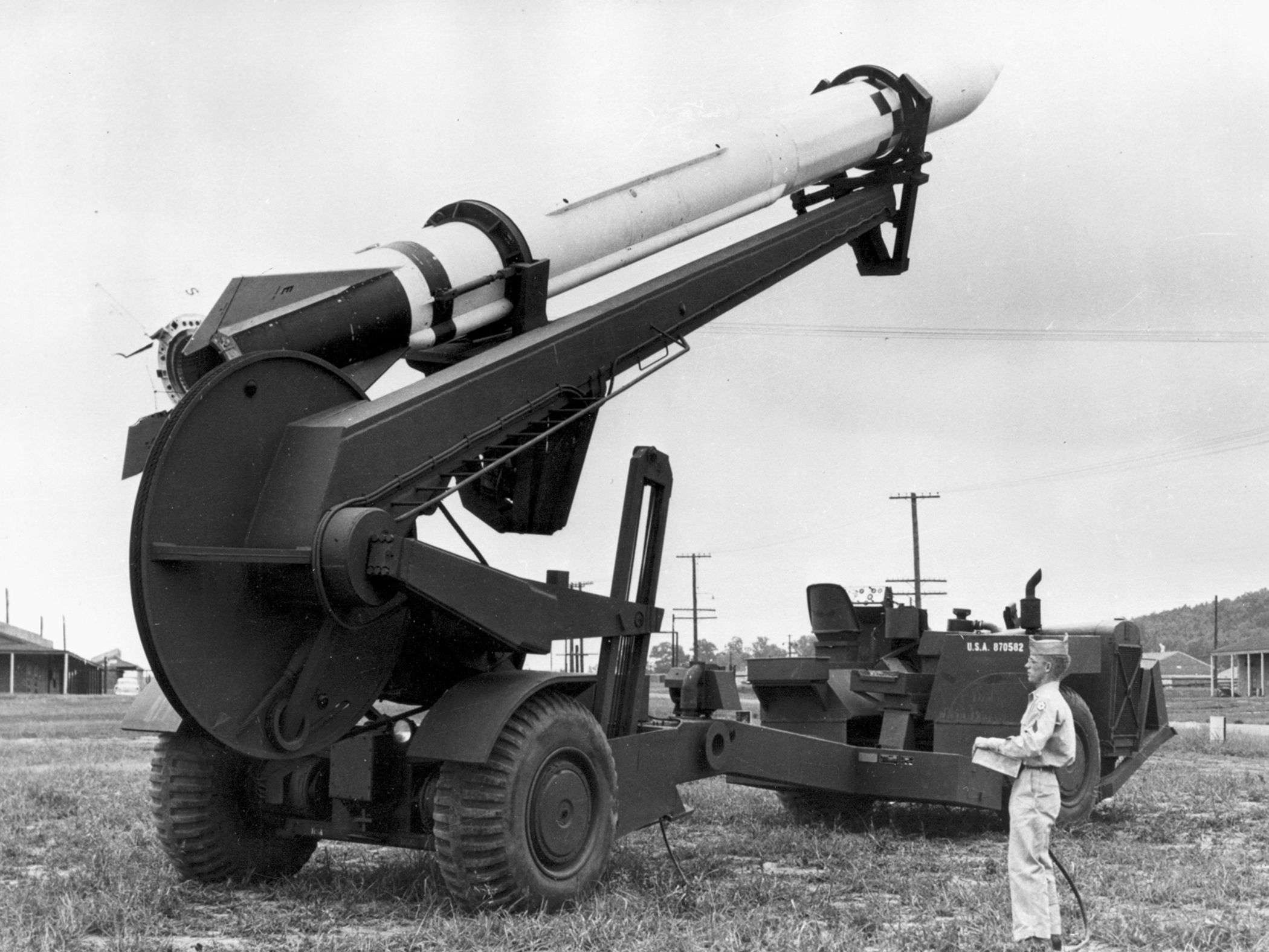 Corporal Type II erector launcher placing missile in upright position.