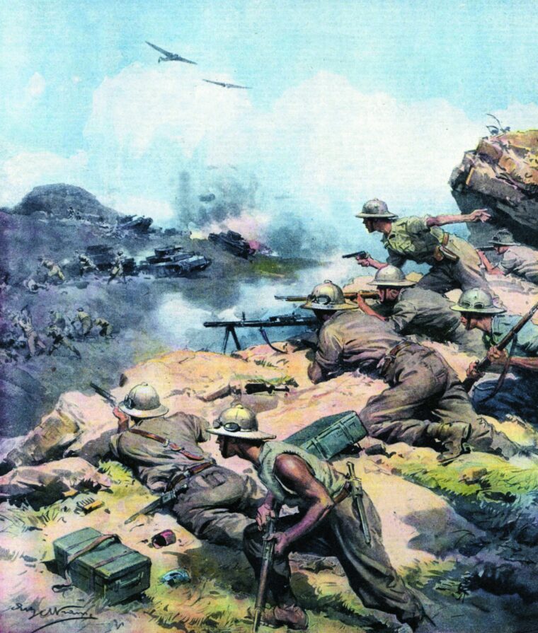 On July 13, 1941, Italian soldiers offer stiff resistance to advancing British Commonwealth troops near the onetime capital city of Ethiopia at Gondar. Contrary to popular belief, Italian troops often fought with bravery and discipline.