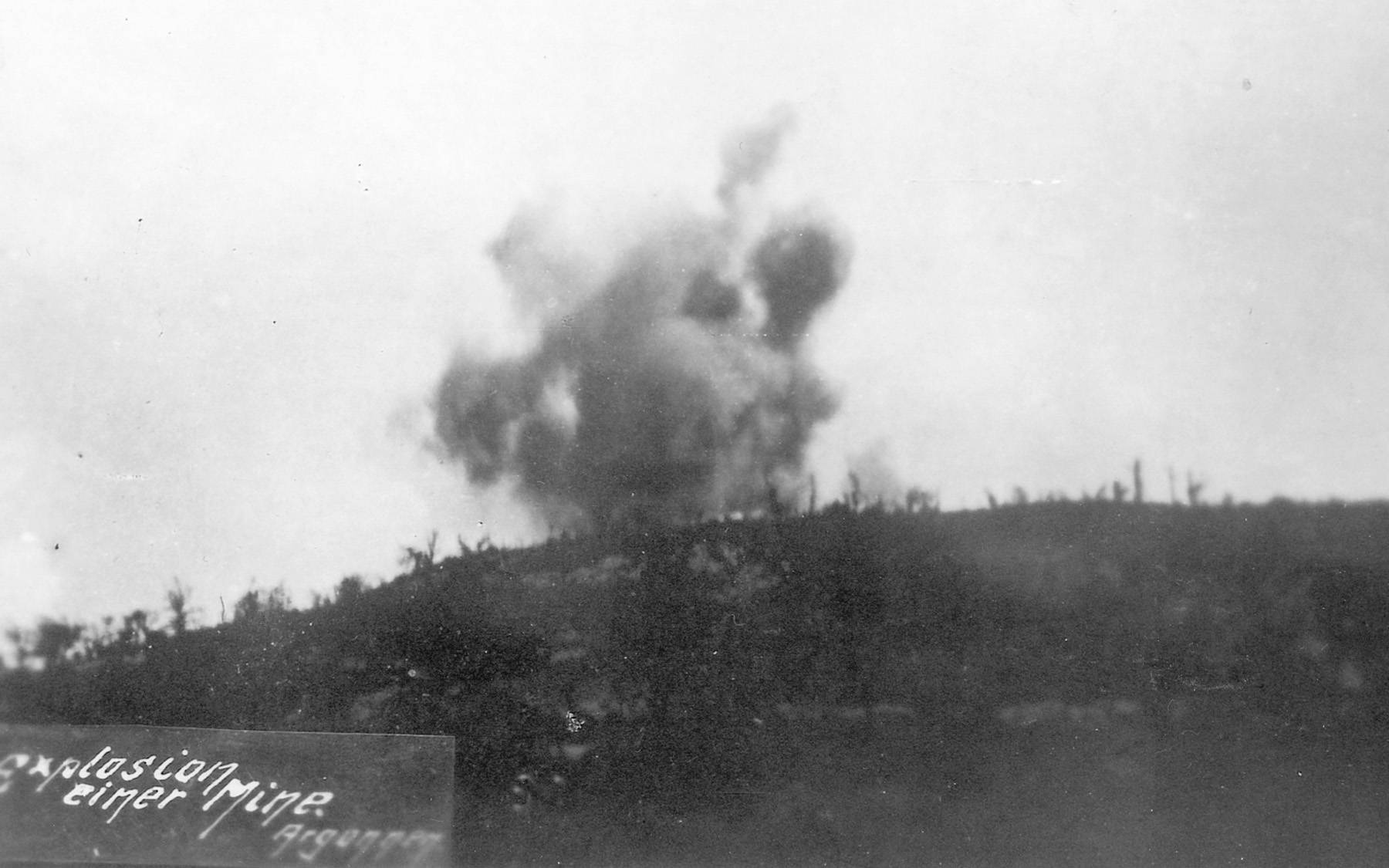 A mine explodes on the Western front.