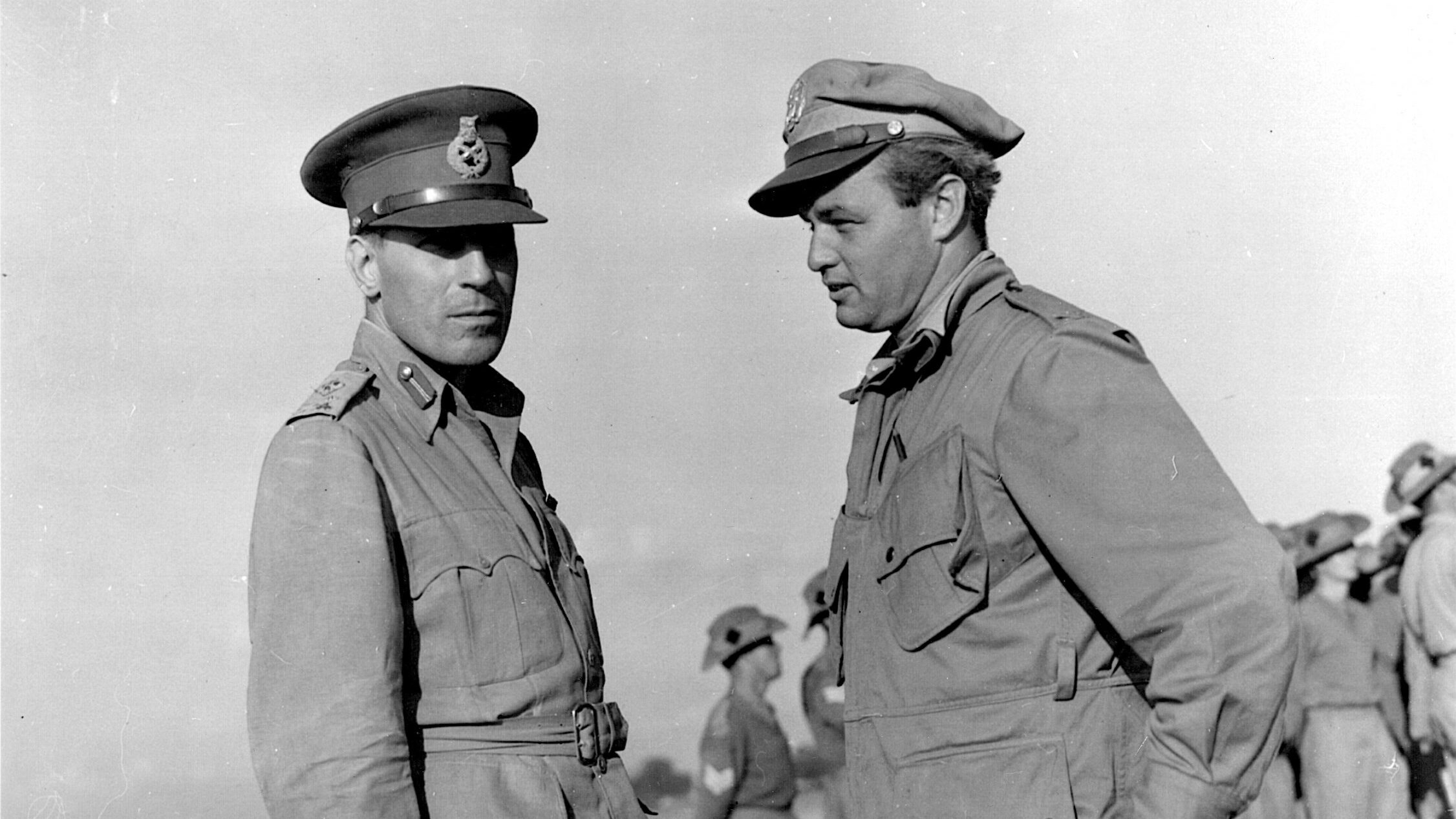 Wingate confers with U.S. Major Philip Cochran in India in December 1943. Cochran was a key commander during the effort to insert and supply Wingate’s Chindits behind Japanese lines. (National Archives)