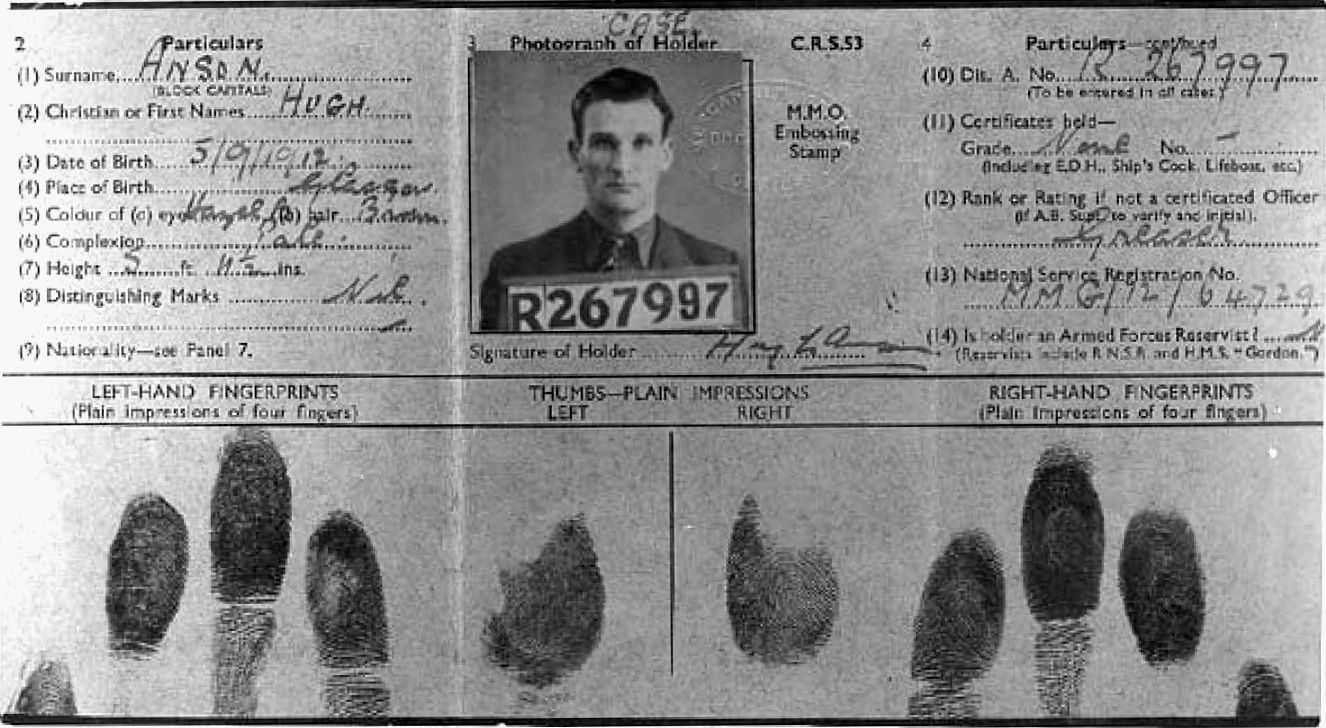 Eddie Chapman’s false identification card, complete with fingerprints, lists him under the alias of Hugh Anson. Although he was busy as a double agent, Chapman was a womanizer who also drank to excess. 

(Library of Congress)