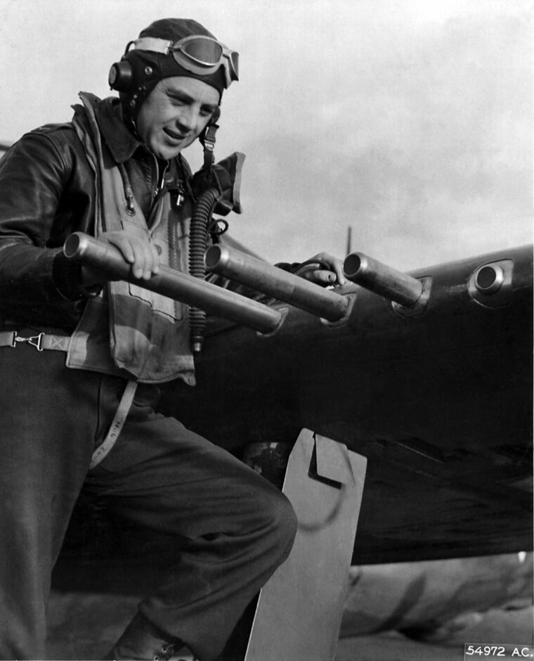 Lieutenant Colonel Hubert Zemke commanded the famed 56th Fighter Group, known as the Wolfpack, in the European Theater. A number of 56th pilots became aces flying the P-47. (National Archives)