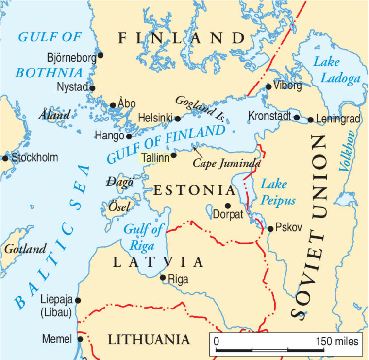 The evacuees from Tallinn were by no means safe once they boarded ships in the harbor. The terrible journey from Tallinn was the end of a bitter defeat in the summer of 1941.
(Map © 2008 Philip Schwartzberg, Meridian Mapping, Minneapolis, MN)