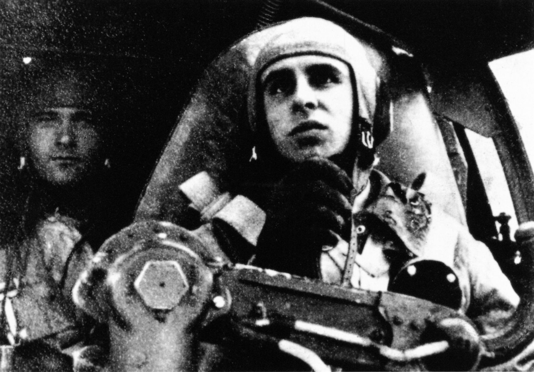 Luftwaffe Lieutenant Karl-Heinz Thurz pilots a Heinkel He-111 bomber during an air raid on Great Britain. Originally developed under the guise of a passenger airline, the He-111 was a workhorse of the German bomber force.
