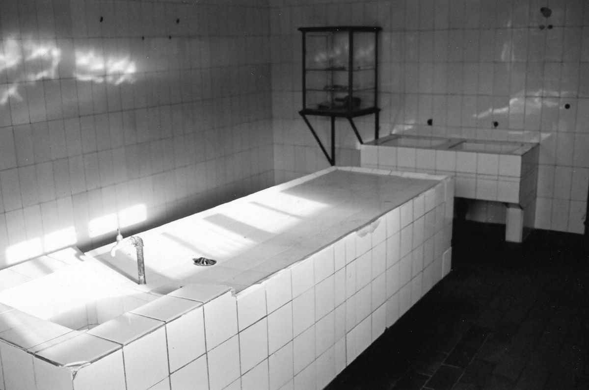 The pathology lab at Buchenwald was the scene of many grisly experiments conducted on inmates their Nazi captors considered subhuman. Ilse Koch was said to have possessed macabre souvenirs of some of these procedures, such as colorful tattoos removed from the unfortunate subjects. (Photo by the Author)