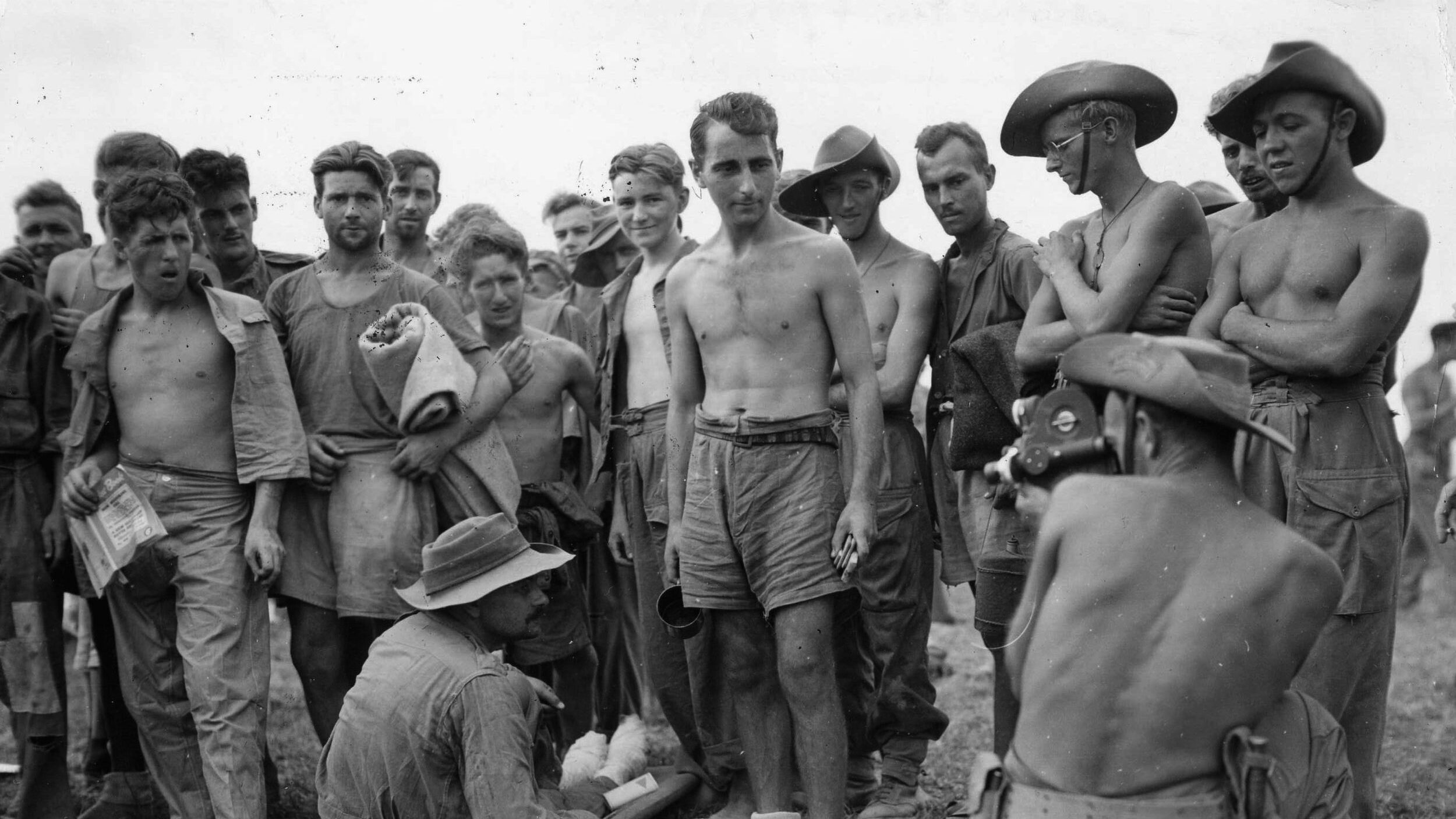 Recently liberated Allied prisoners of the Japanese show the effects of their time in captivity. Starvation and disease took their toll on the POWs, some of whom were in enemy hands for years. (Both: National Archives)