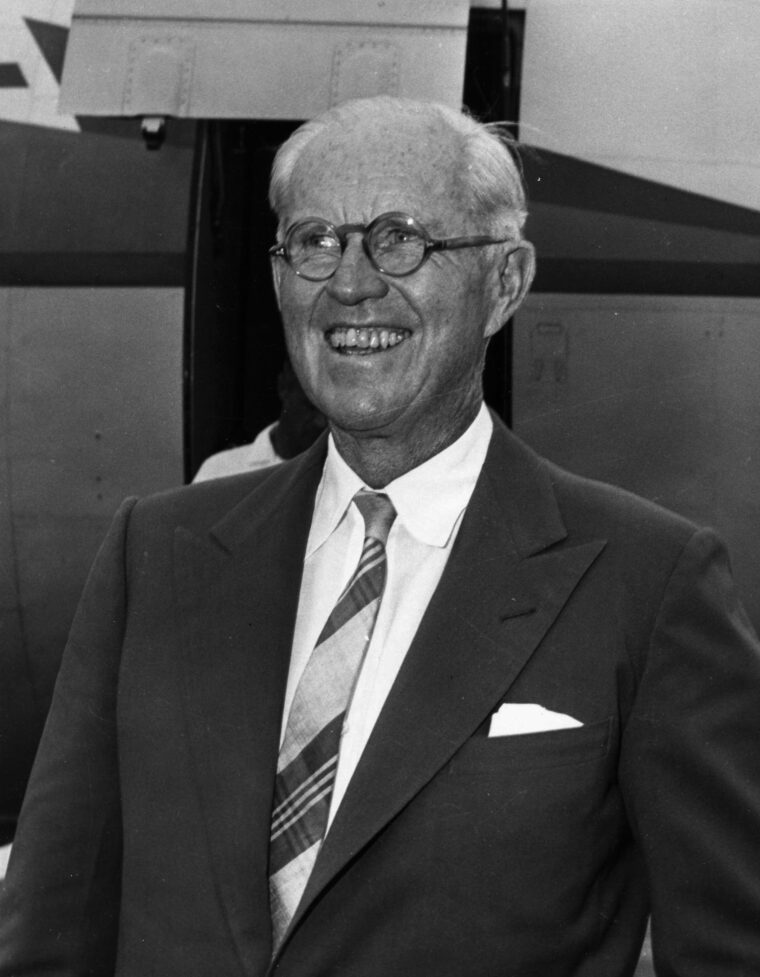 Former U.S. Ambassador to Great Britain, Joseph P. Kennedy, shown here in 1961, ordered his son, the future President of the United States, to abruptly end his romance with Inga Arvad. (National Archives)