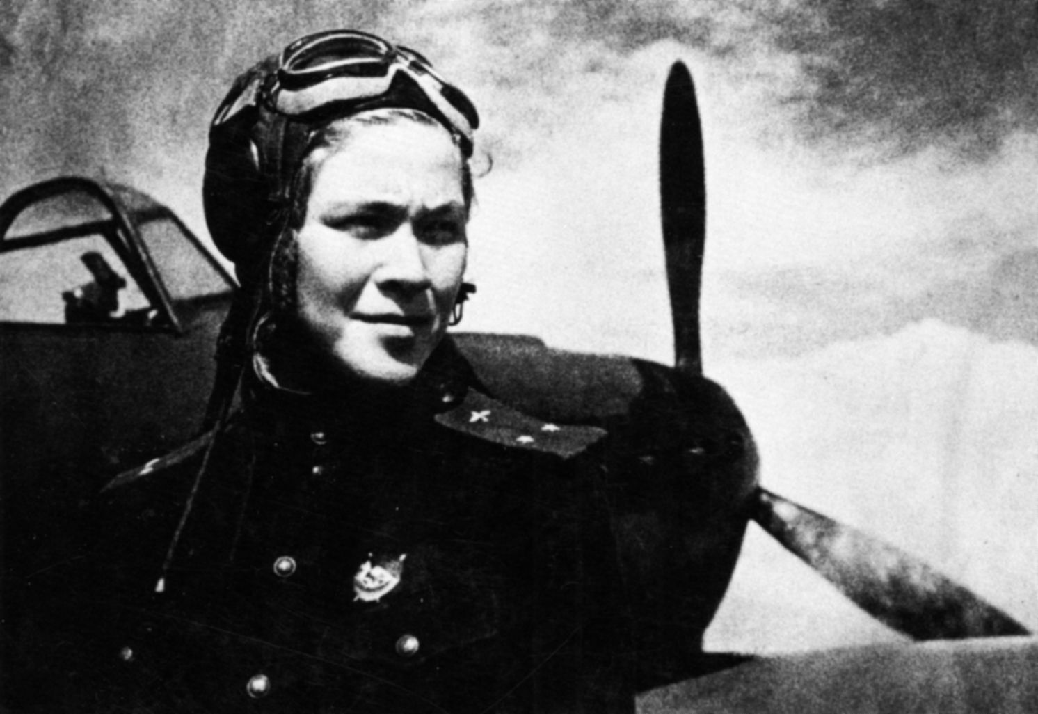 The determined glare of fighter pilot Raisa Surnachevskaya is testament to the commitment of the Night Witches to the ultimate victory over the Nazis. Surnachevskaya flew with the 586th Regiment.