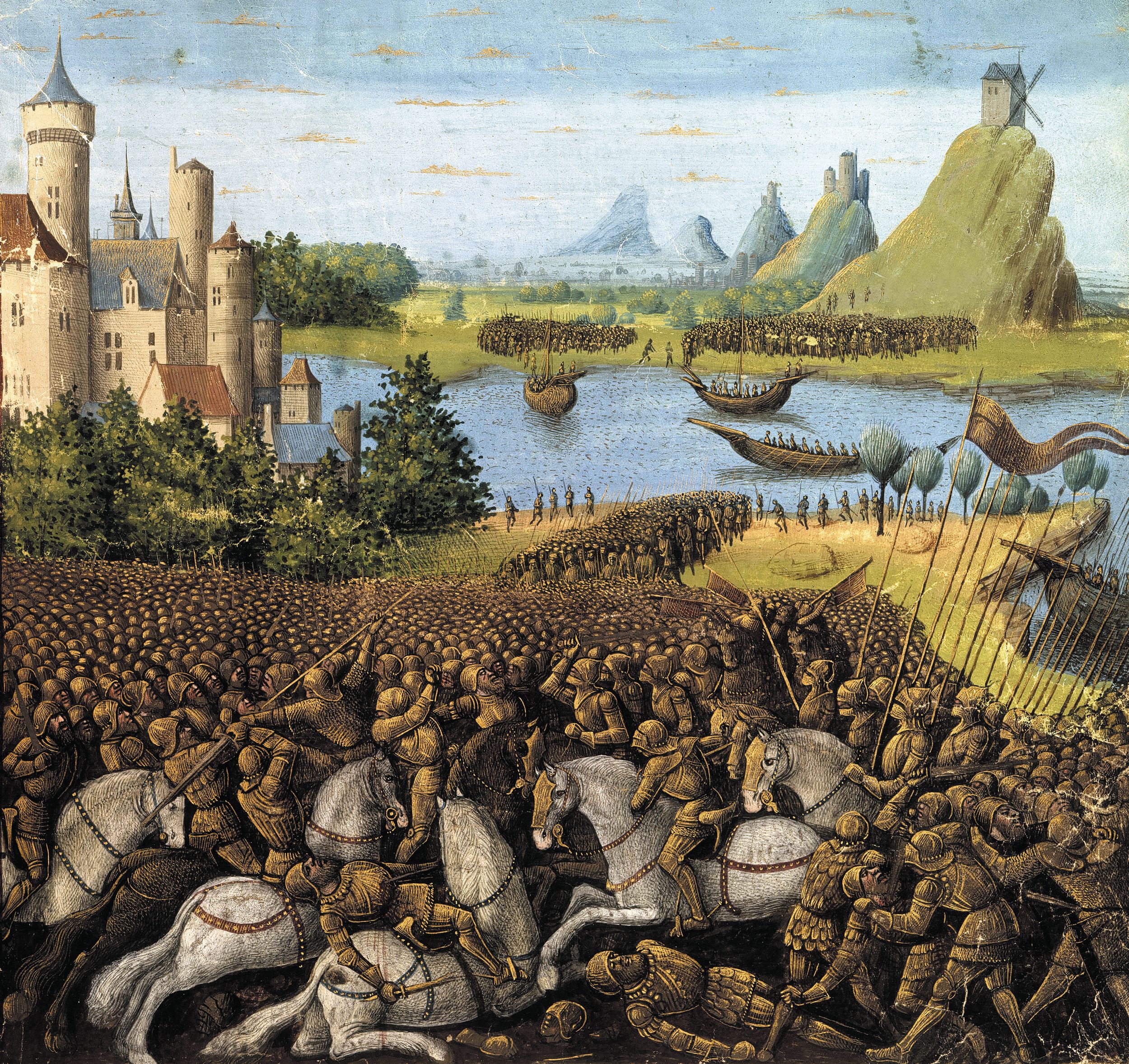 Bohemond of Taranto, an Italian prince, answered Pope Urban’s call and became one of the leaders of the First Crusade. Here his army is attacked by the Turks as it crosses the Wardar River early in the crusade.