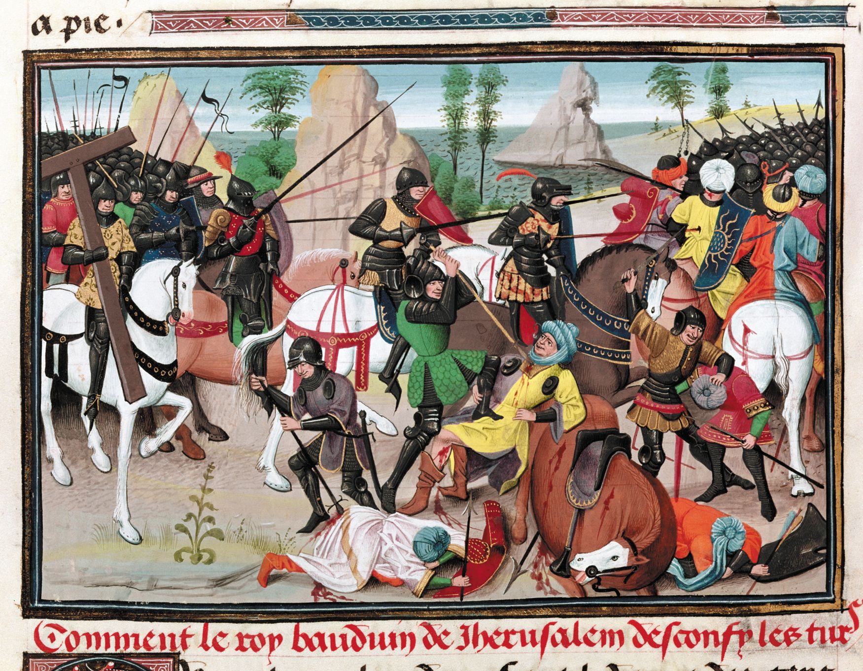 Baldwin, leading the crusaders against the Turks, became the most renowned Christian commander in the First Crusade.