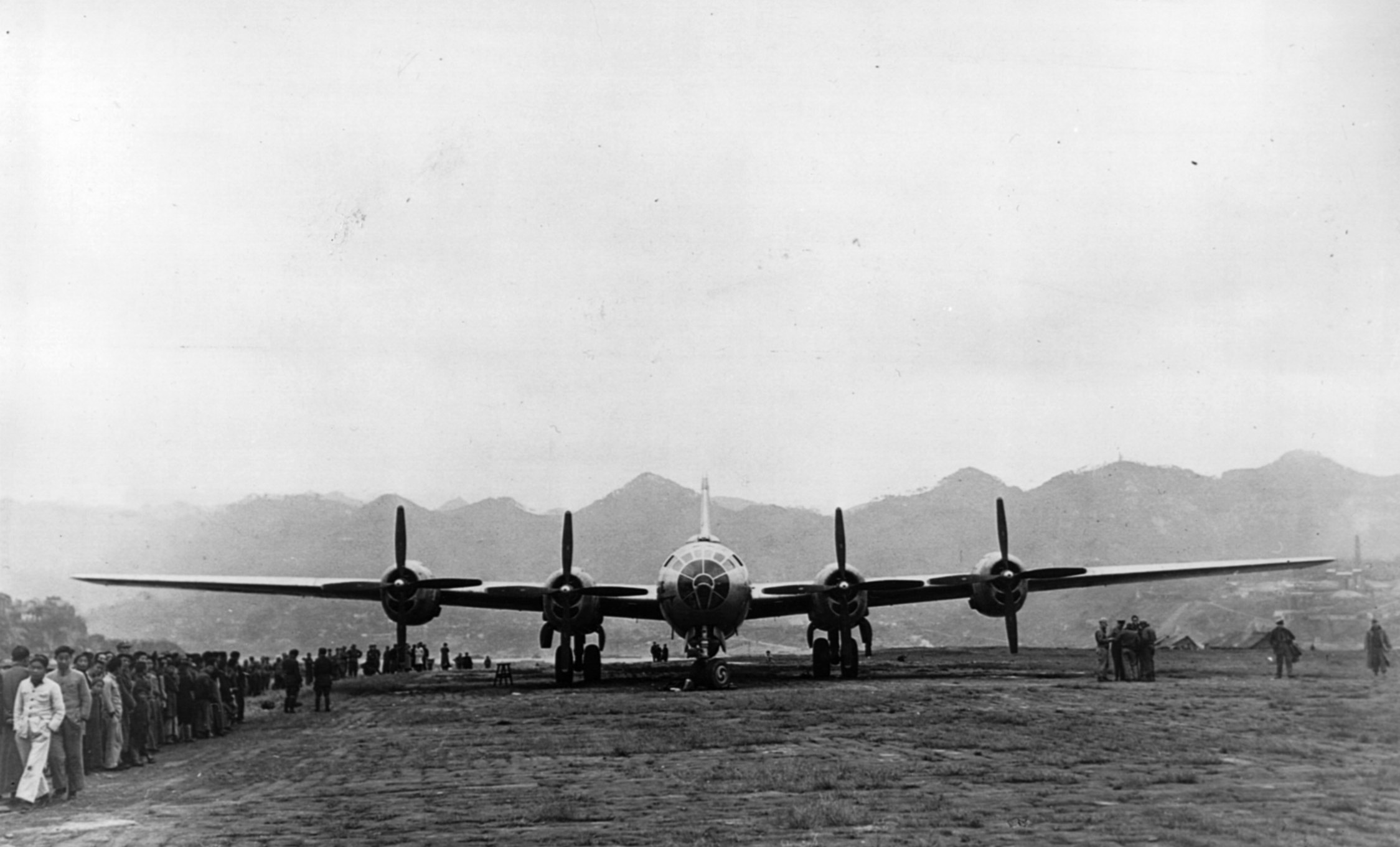 A B-29 stands at Chunking airport.