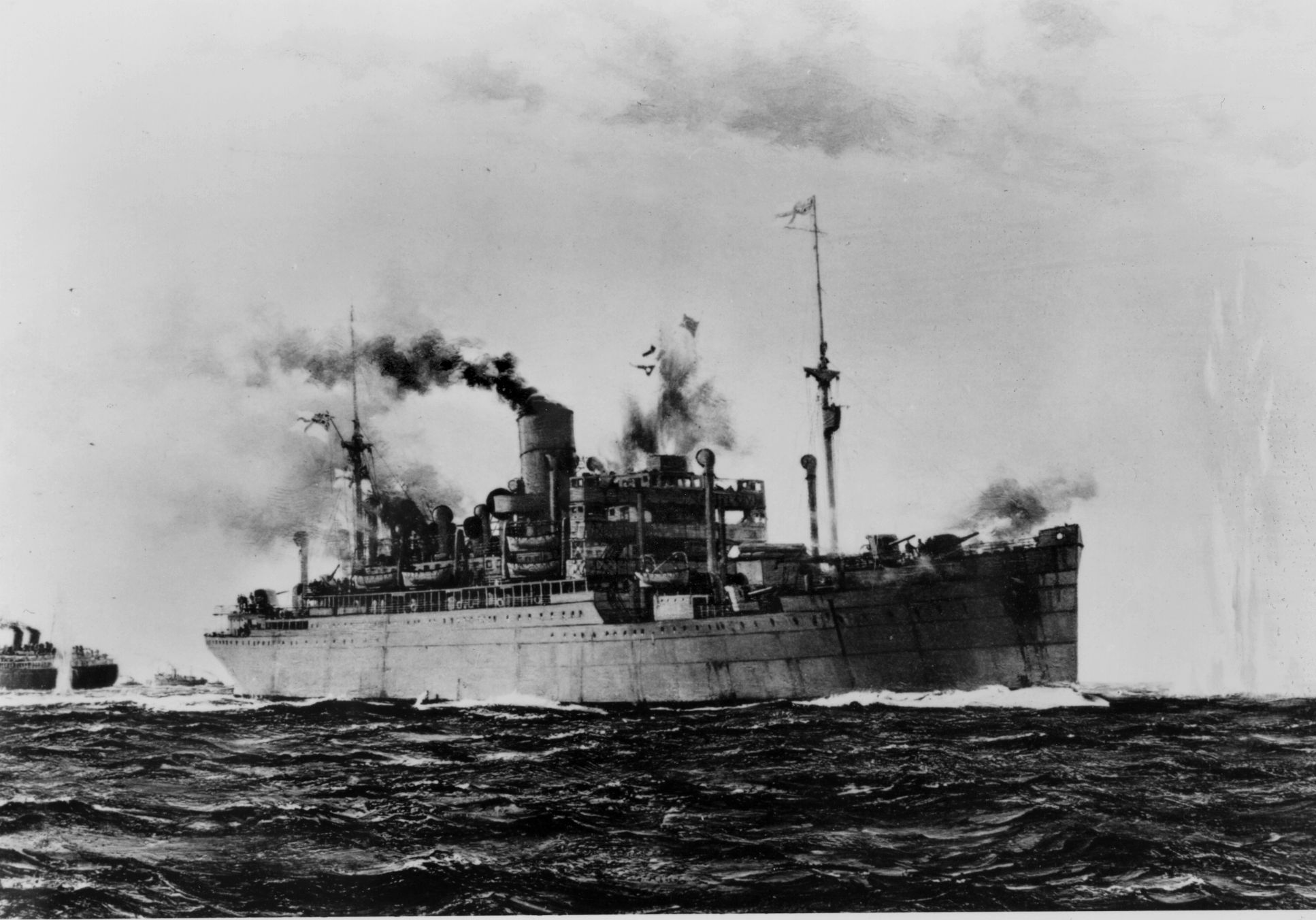 After conversion to an armed merchant cruiser, HMS Jervis Bay was escorting Convoy HGX84 on November 5, 1940, when the German pocket battleship Admiral Scheer came into view. The captain of Jervis Bay did his duty and defended the convoy to the last. 
