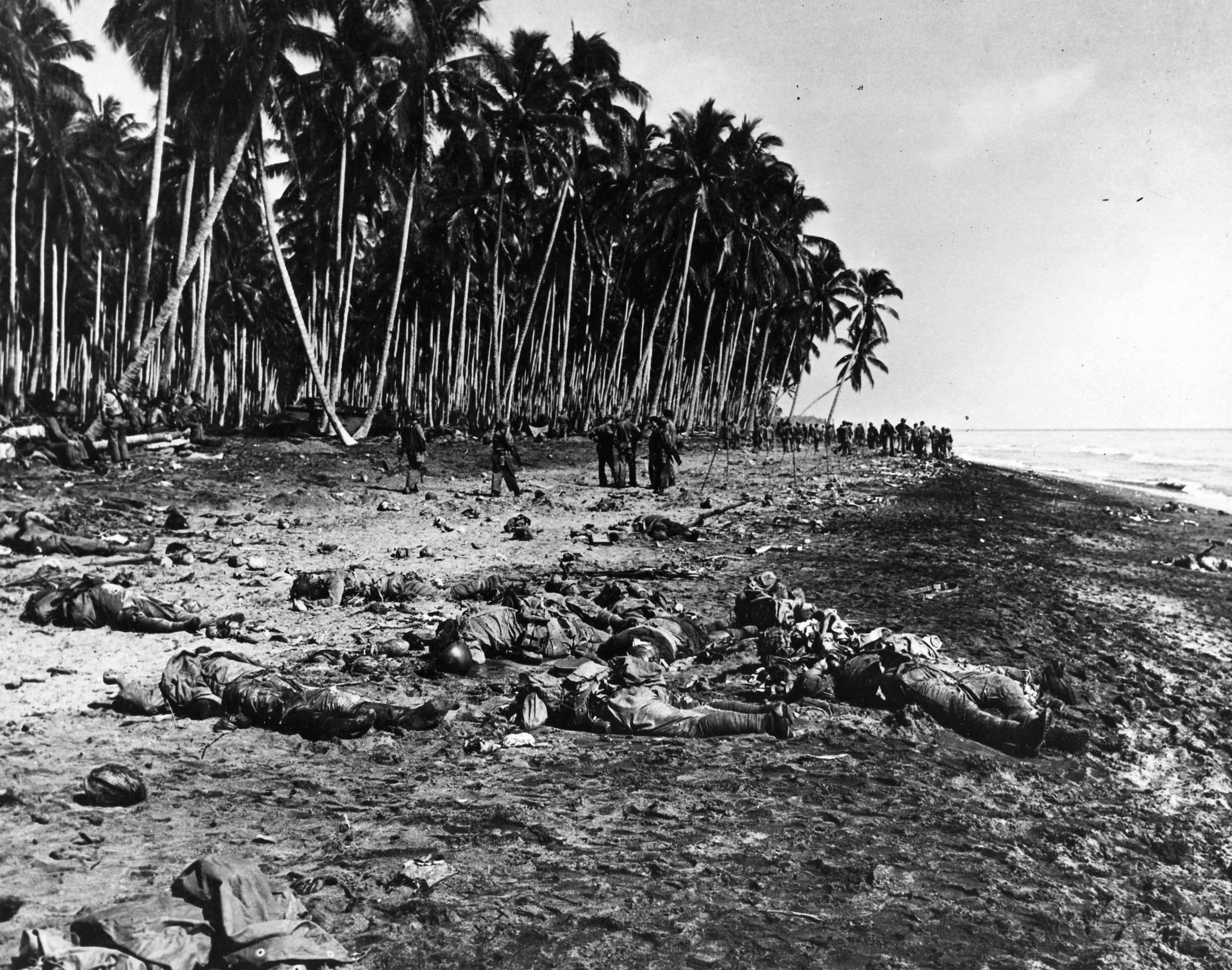 Slaughtered by U.S. Marine gunfire at the mouth of the Tenaru River the previous night, the jumbled corpses of Japanese soldiers litter the Guadalcanal beach in the morning sun. The Ichiki Detachment had provided the first concerted effort by the Japanese to drive the Americans off the island. (National Archives)