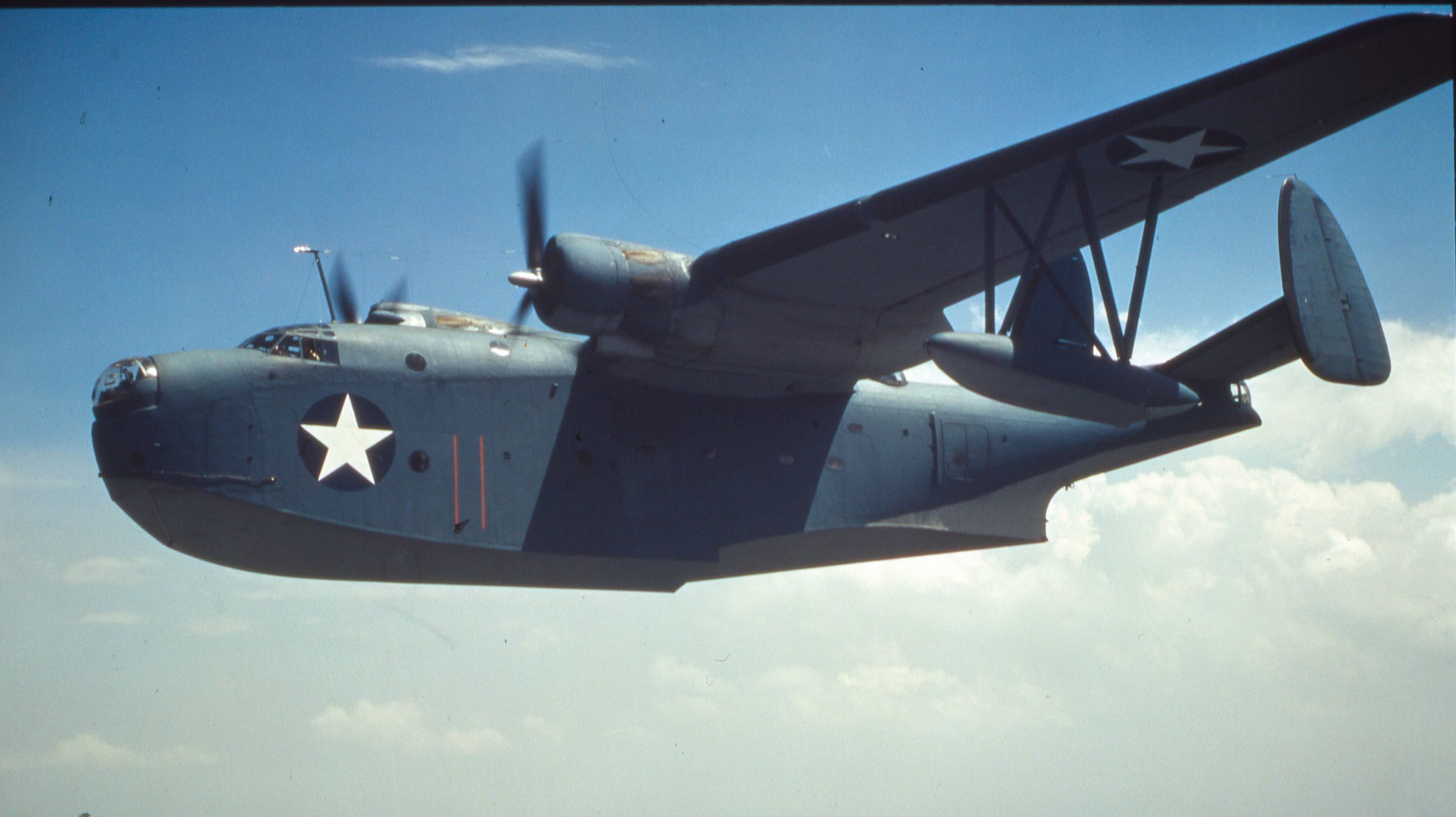 The U.S. Navy Martin PBY Mariner flying boat was a versatile aircraft capable of carrying a heavy payload in ordnance or a large number of passengers and crewmen. The flying boat played a critical role during the war in the Pacific, performing a variety of duties.