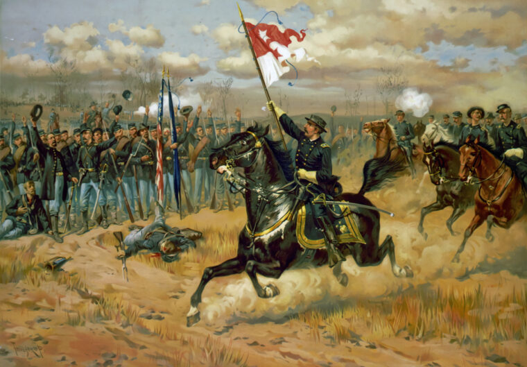 General Phil Sheridan’s Ride during the Battle of Cedar Creek was one of the most famous vignettes in Civil War history. Sheridan commanded United States troops poised to cross the Mexican-American border as tensions rose shortly after the Civil War.