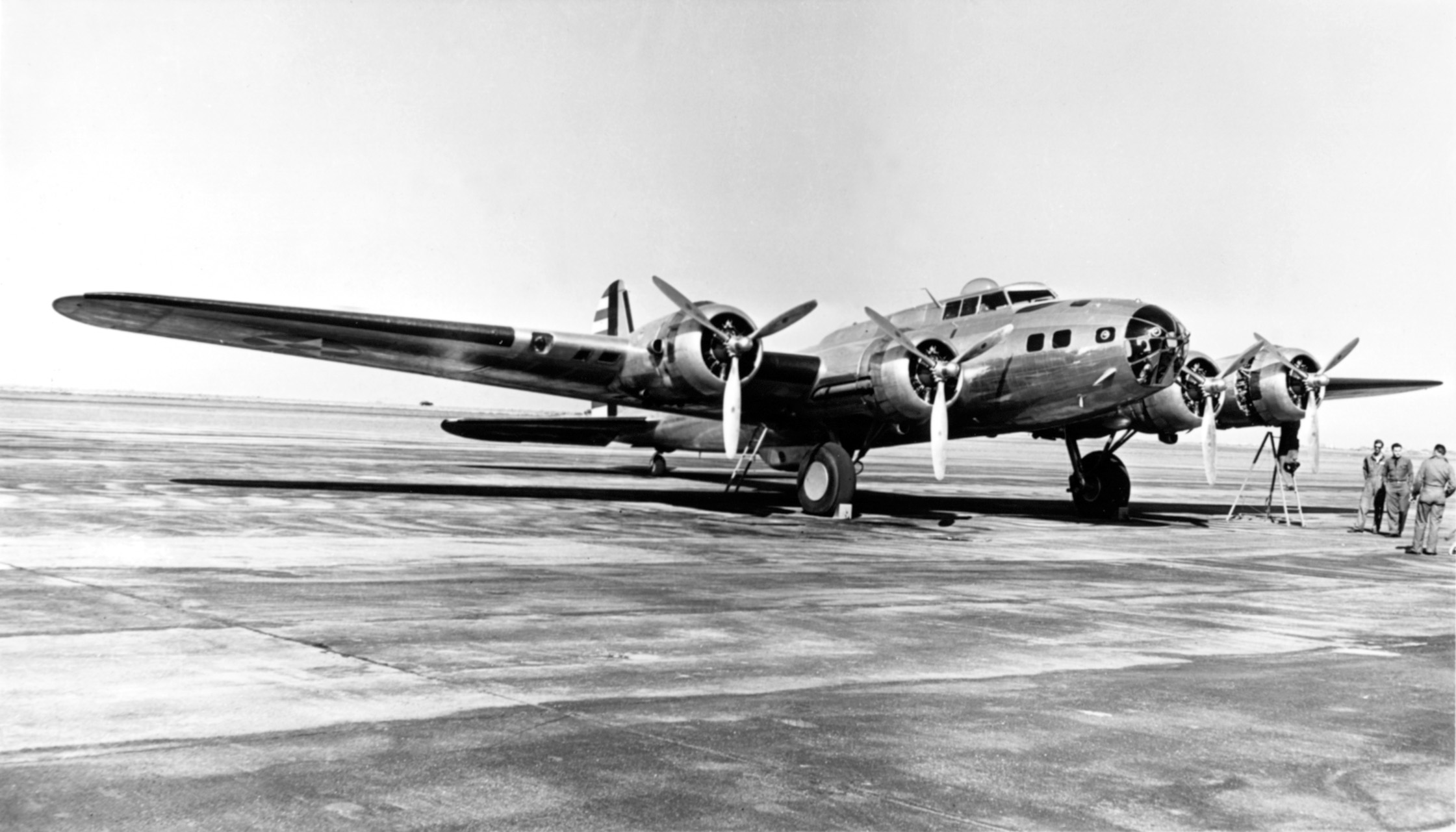 A Boeing B-17D Flying Fortress sits on the tarmac at Clark Field in 1941. B-17s and other heavy bombers gave U.S. forces the ability to strike targets in China and Formosa.