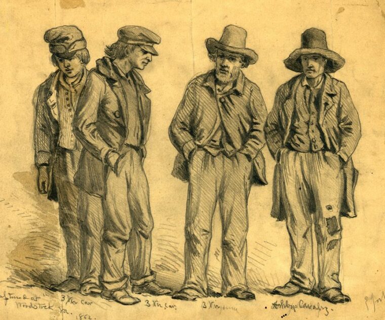 Another northern artist, Edwin Forbes, made this vivid drawing of ragtag Confederate prisoners after Kernstown. A total of 263 Confederates were captured at the battle.