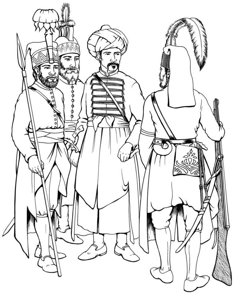 Ottoman Turks sport their characteristic “Bork” hats before going into battle.